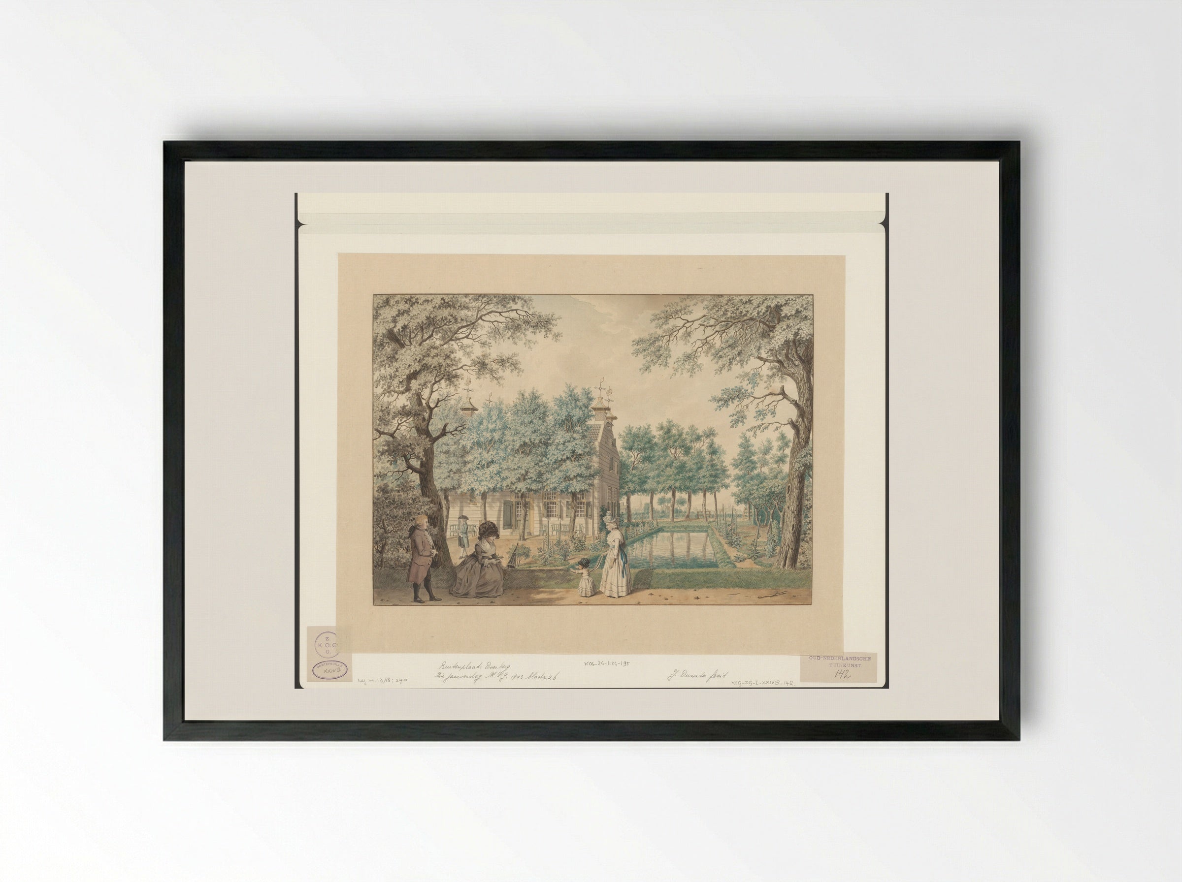 Gezicht op de Buitenplaats Overberg - Isaac Ouwater - Framed Print Black