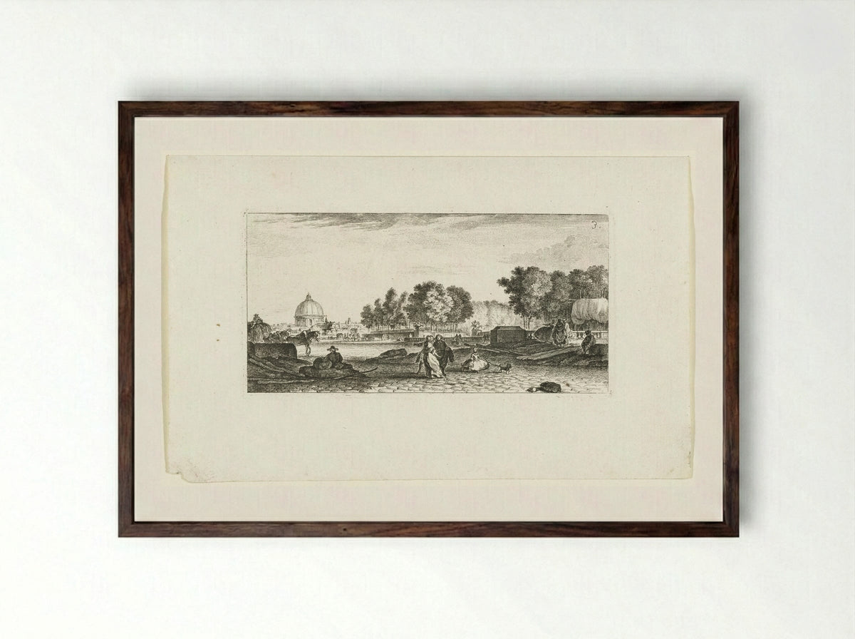 Gezicht op de Dôme des Invalides te Parijs - Jeanne Françoise Ozanne - Framed Print Dark Wood