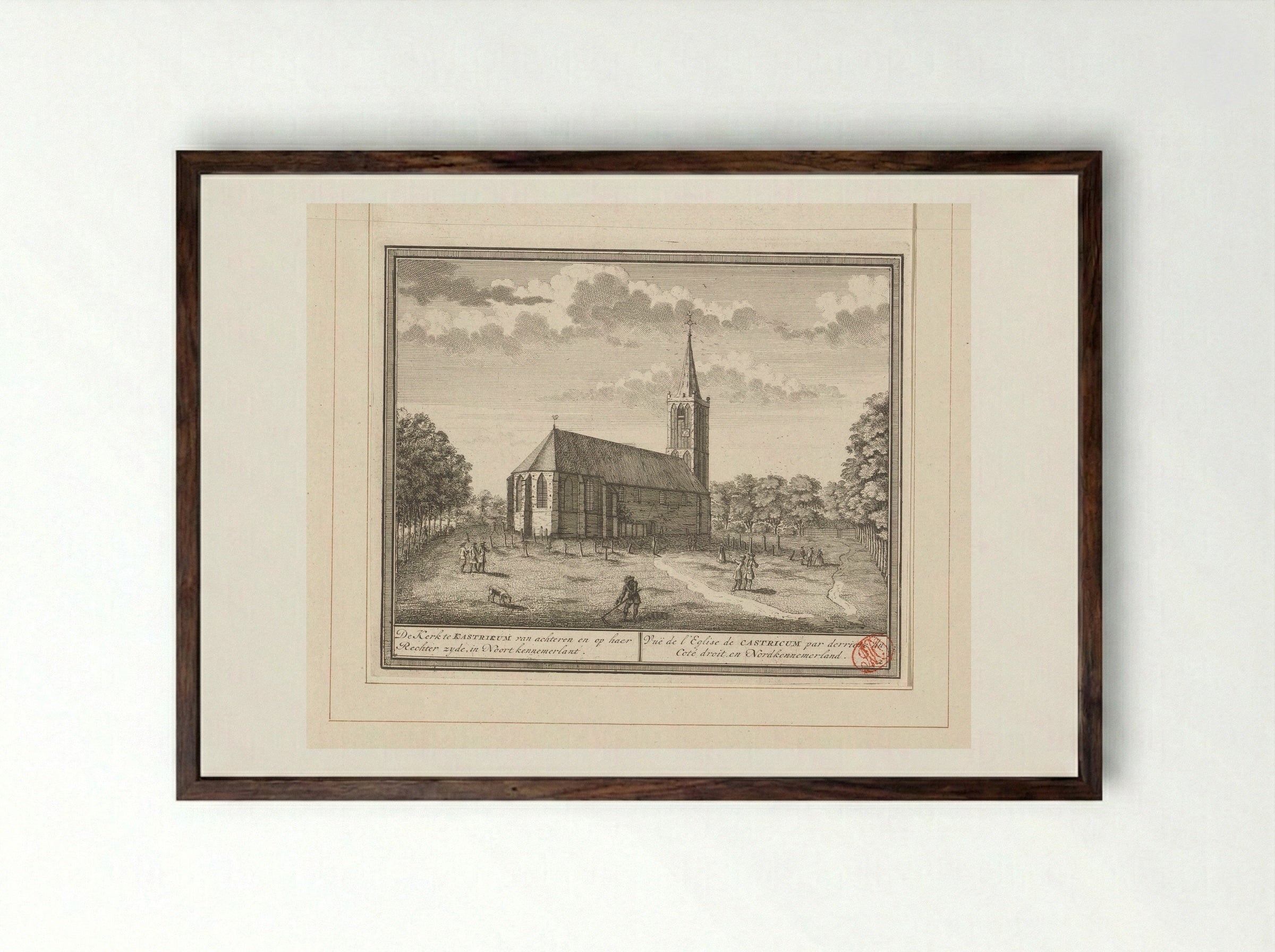 Gezicht op de Dorpskerk te Castricum - Hendrik de Leth - Framed Print Dark Wood