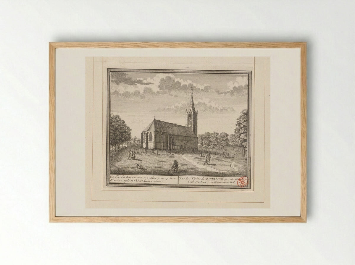 Gezicht op de Dorpskerk te Castricum - Hendrik de Leth - Framed Print Wood