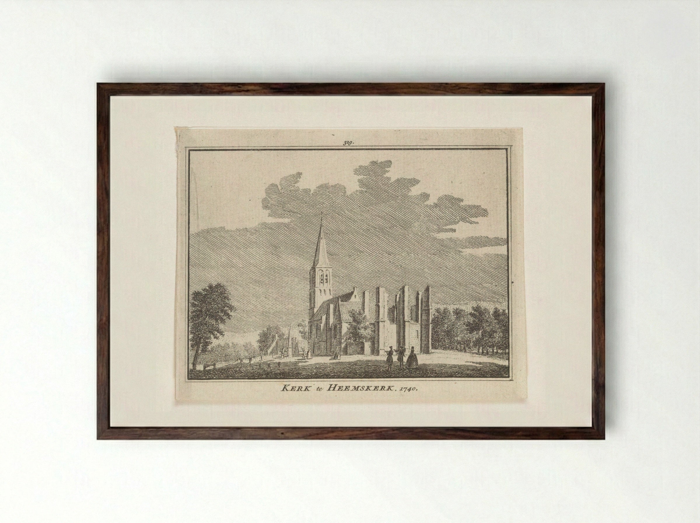 Gezicht op de Dorpskerk te Heemskerk - Hendrik Spilman - Framed Print Dark Wood