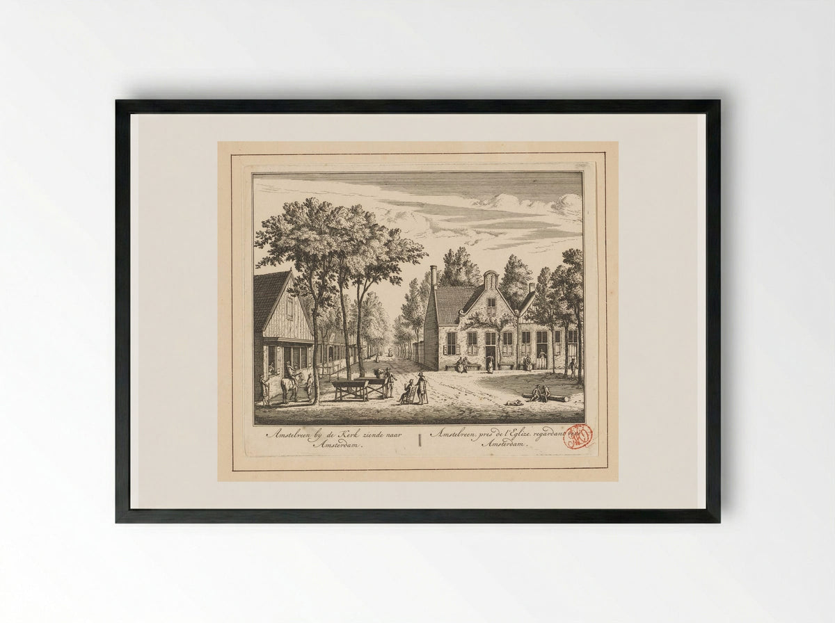 Gezicht op de Dorpstraat te Amstelveen - Abraham Rademaker - Framed Print Black