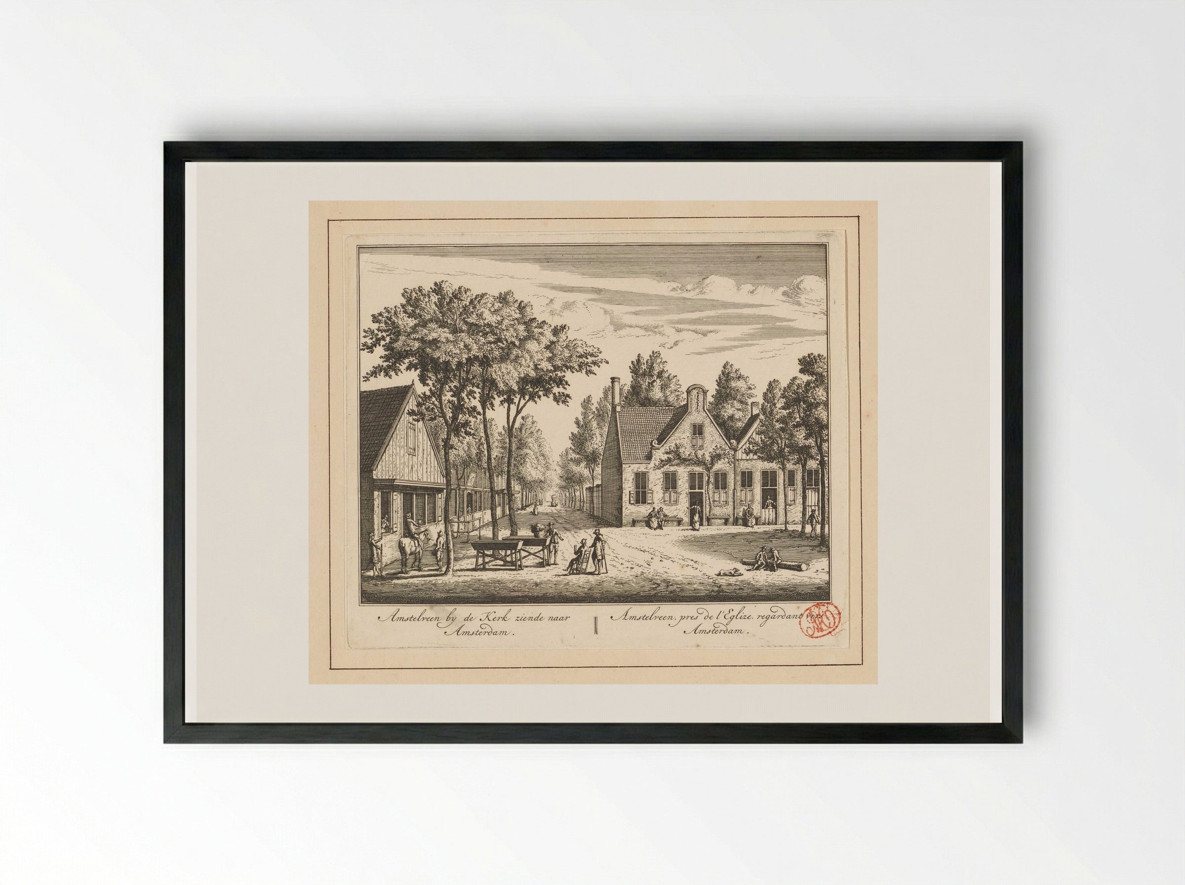 Gezicht op de Dorpstraat te Amstelveen - Abraham Rademaker - Framed Print Black
