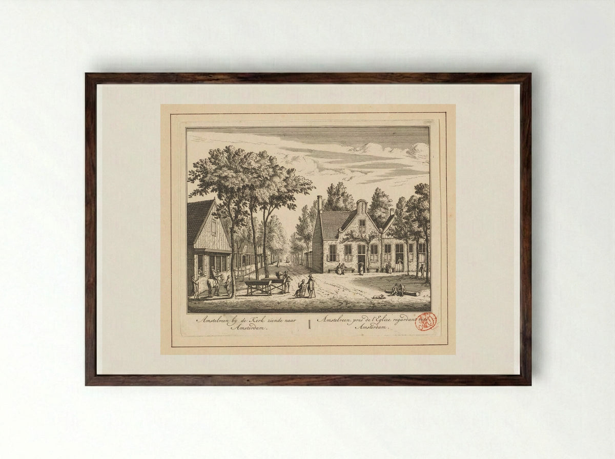 Gezicht op de Dorpstraat te Amstelveen - Abraham Rademaker - Framed Print Dark Wood