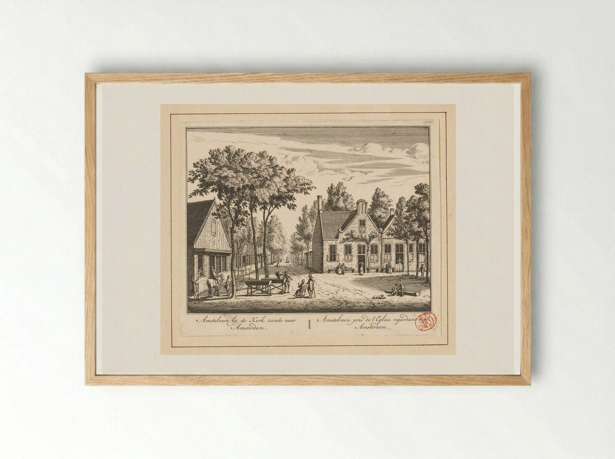 Gezicht op de Dorpstraat te Amstelveen - Abraham Rademaker - Framed Print Wood