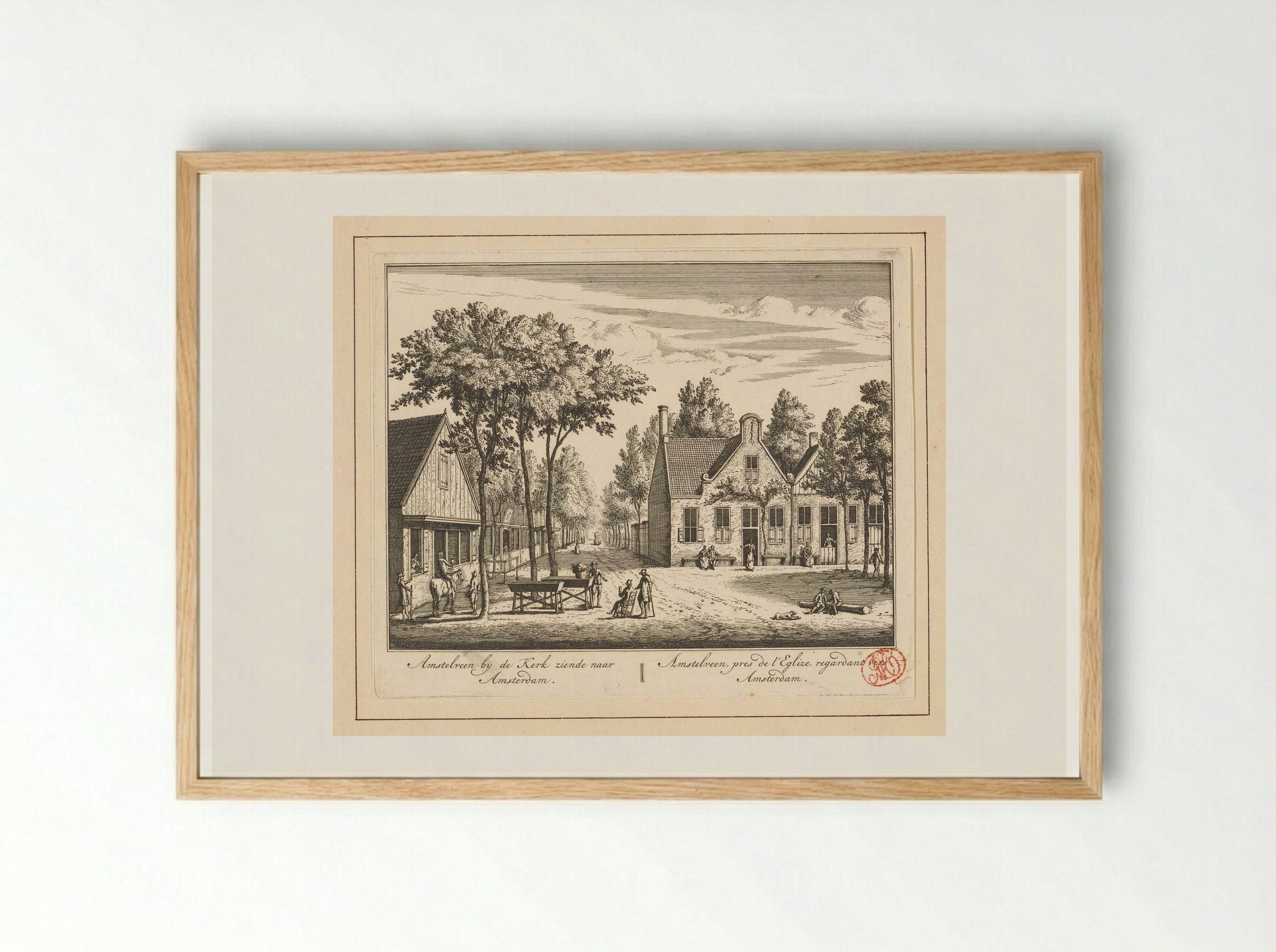 Gezicht op de Dorpstraat te Amstelveen - Abraham Rademaker - Framed Print Wood