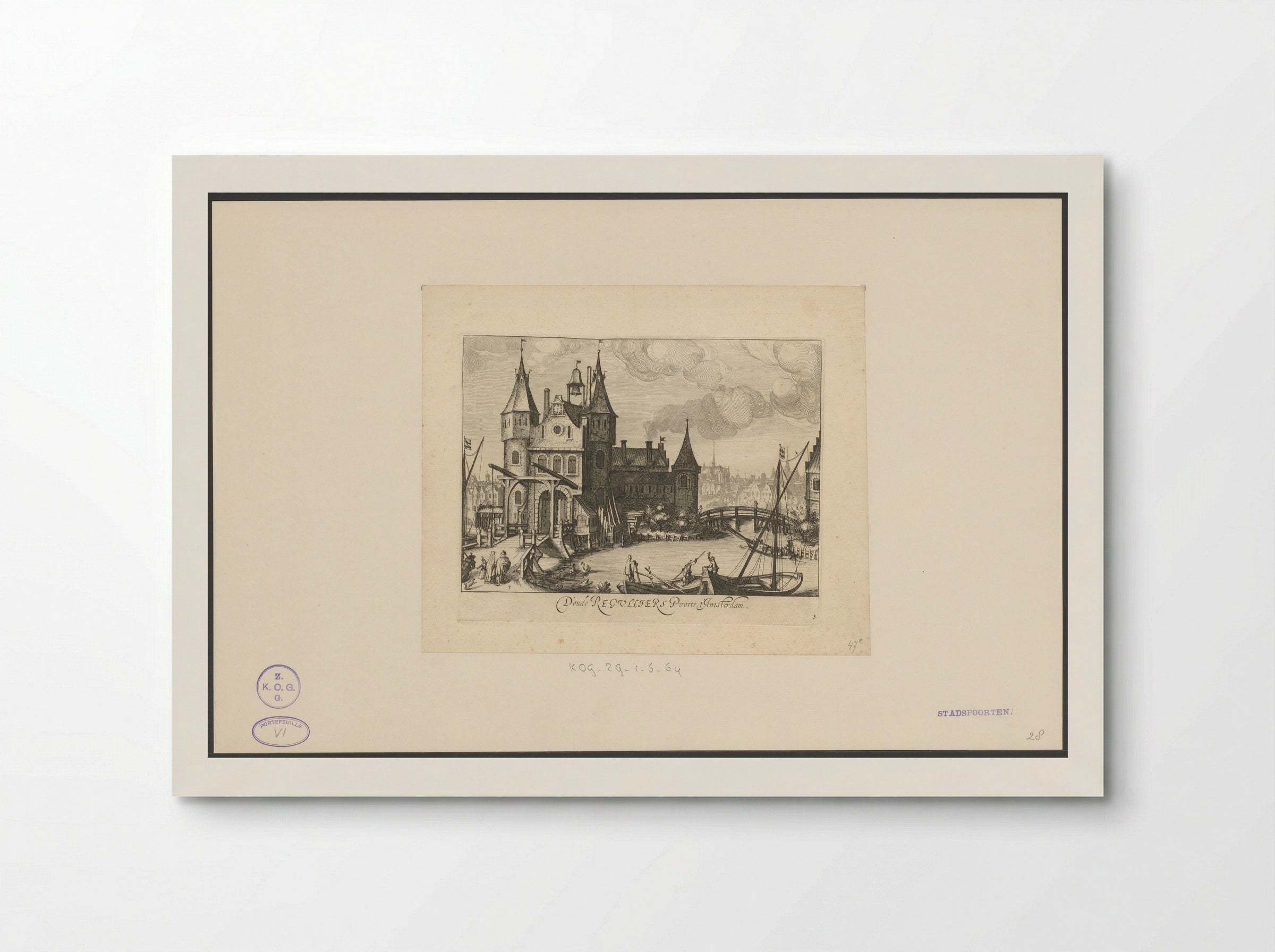 Gezicht op de Eerste Regulierspoort in Amsterdam - Simon Frisius - Poster