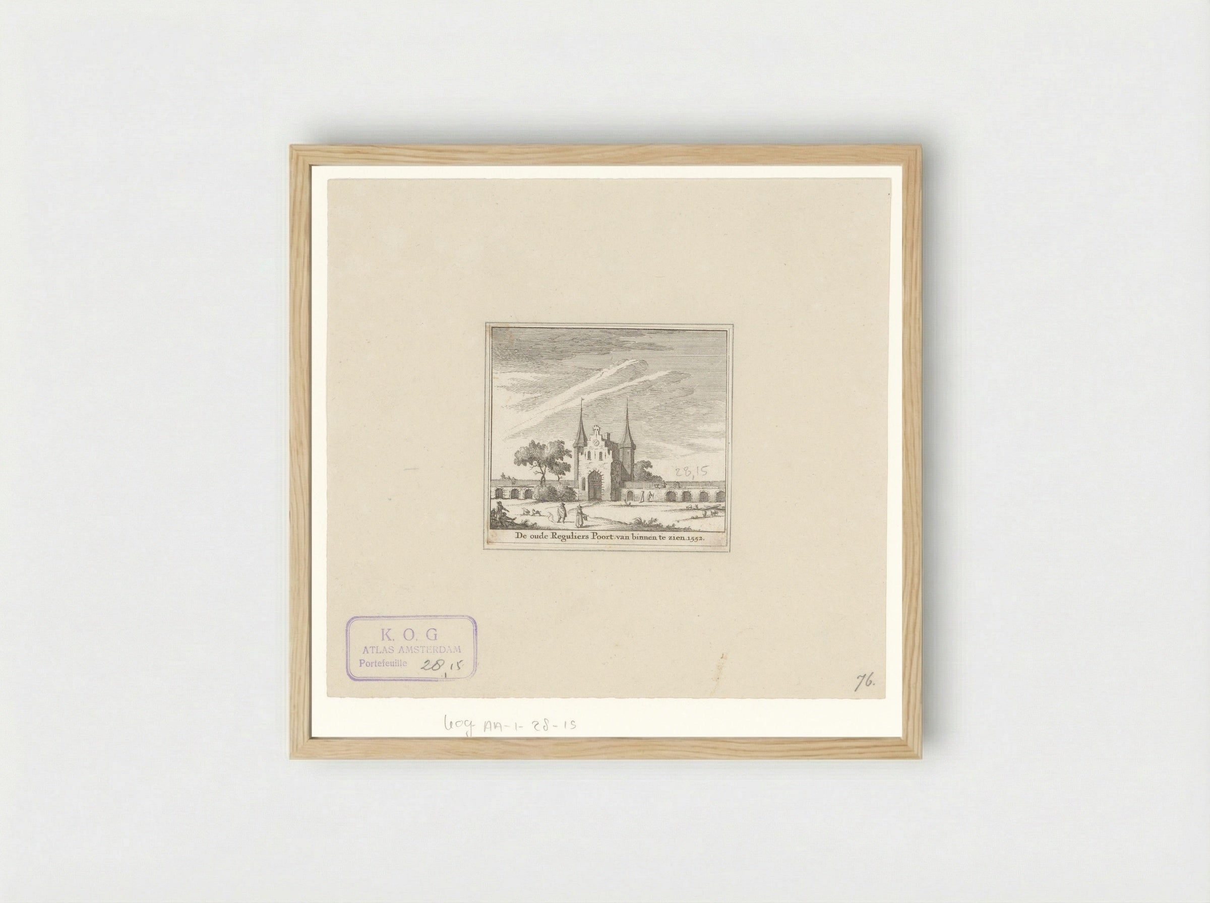 Gezicht op de Eerste Regulierspoort te Amsterdam, 1552 - Jan Goeree - Framed Print Wood