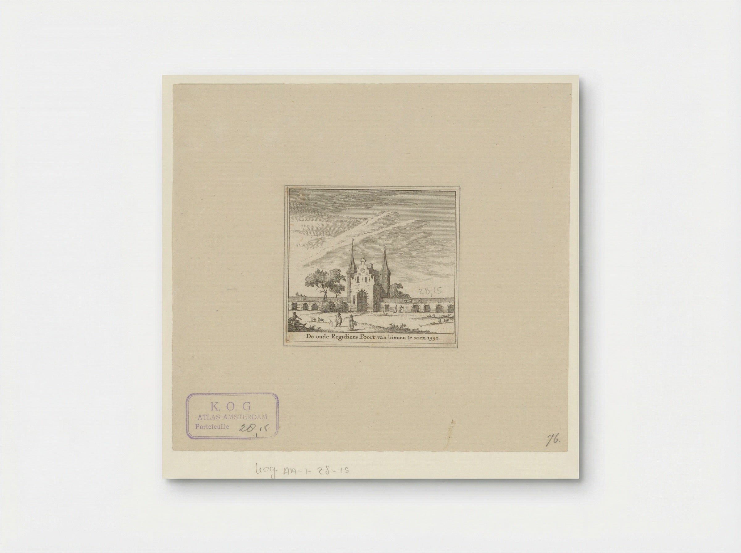 Gezicht op de Eerste Regulierspoort te Amsterdam, 1552 - Jan Goeree - Poster
