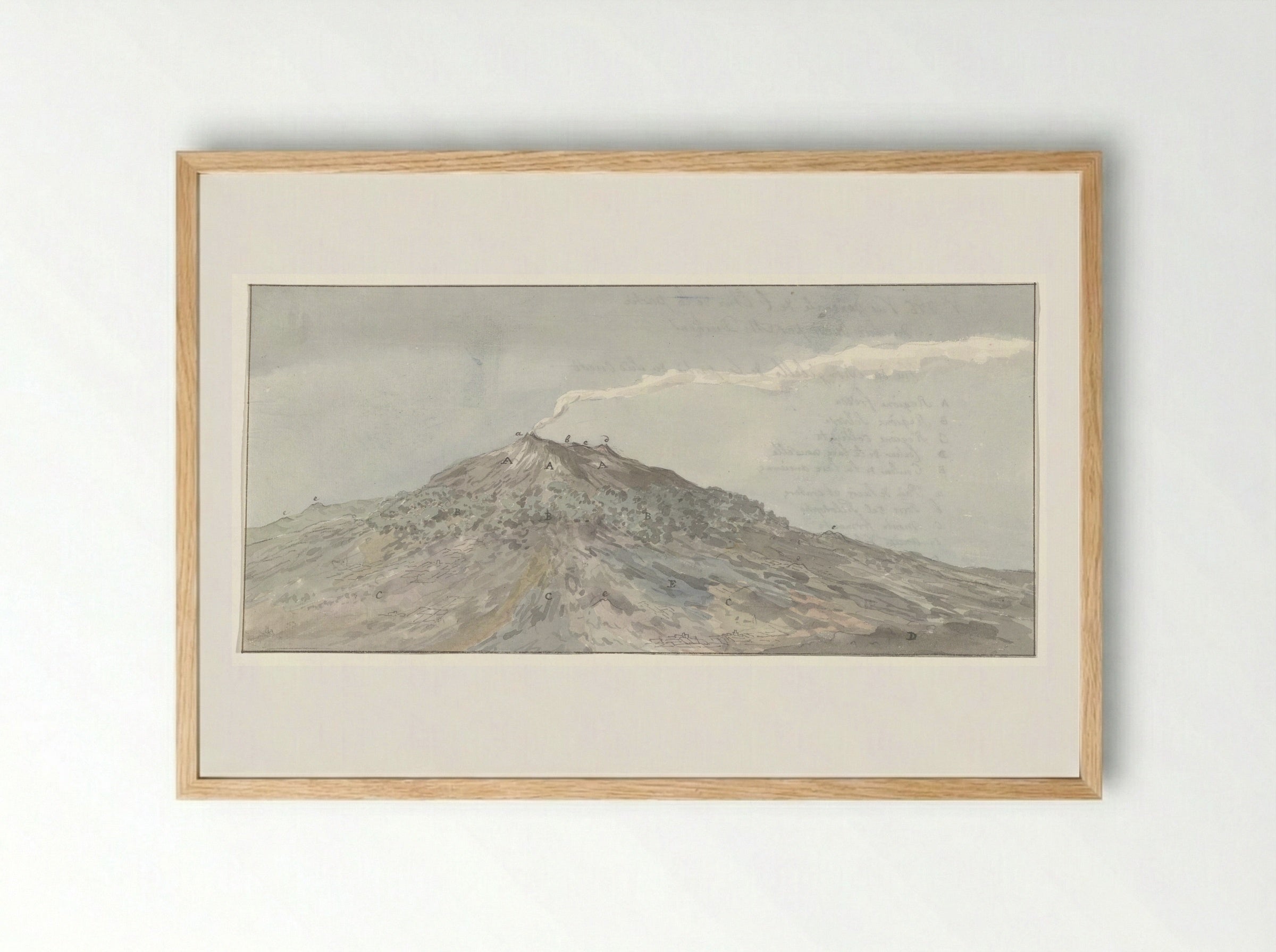 Gezicht op de Etna gezien vanuit het zuidwesten - Willem Carel Dierkens - Framed Print Wood