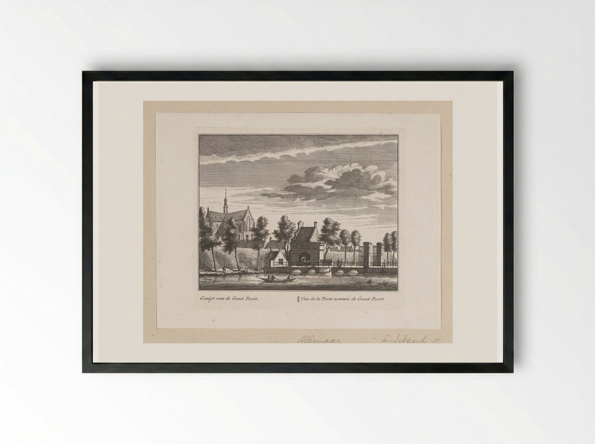 Gezicht op de Geesterpoort te Alkmaar - Leonard Schenk - Framed Print Black