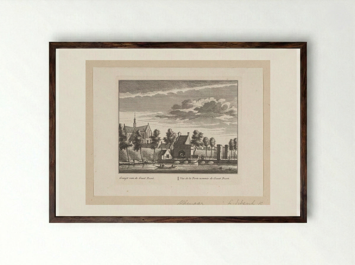 Gezicht op de Geesterpoort te Alkmaar - Leonard Schenk - Framed Print Dark Wood