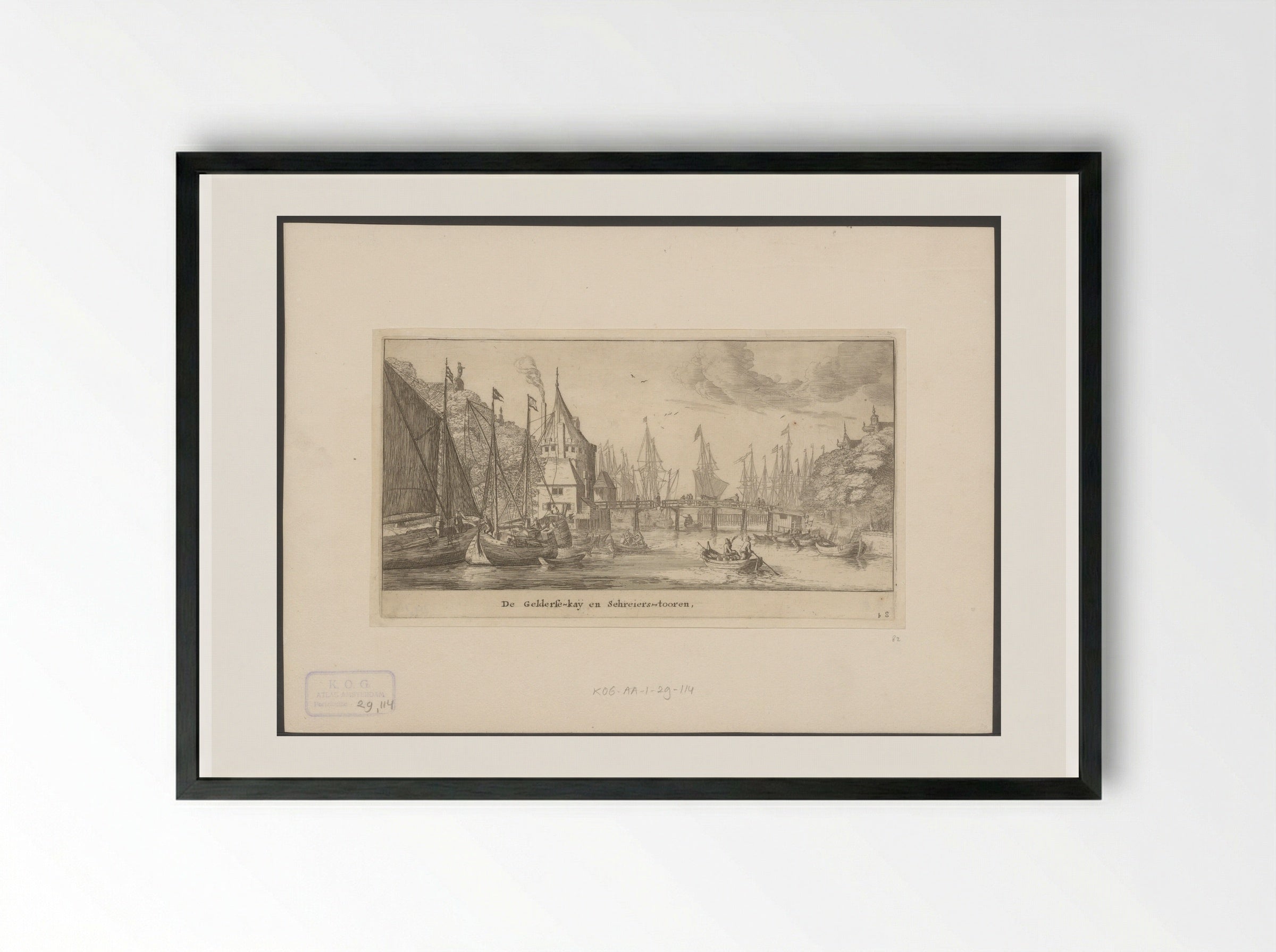 Gezicht op de Geldersekade en Schreierstoren te Amsterdam - Reinier Nooms - Framed Print Black