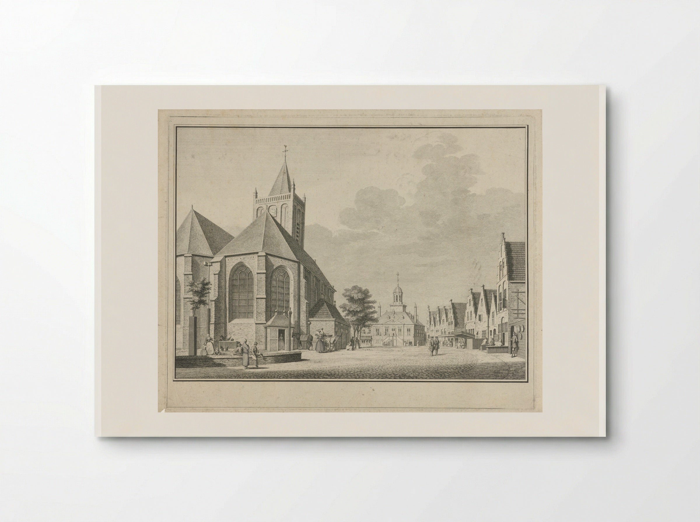 Gezicht op de Grote Kerk en het Oude Stadhuis aan de Markt te Vlaardingen - Jan Caspar Philips - Poster