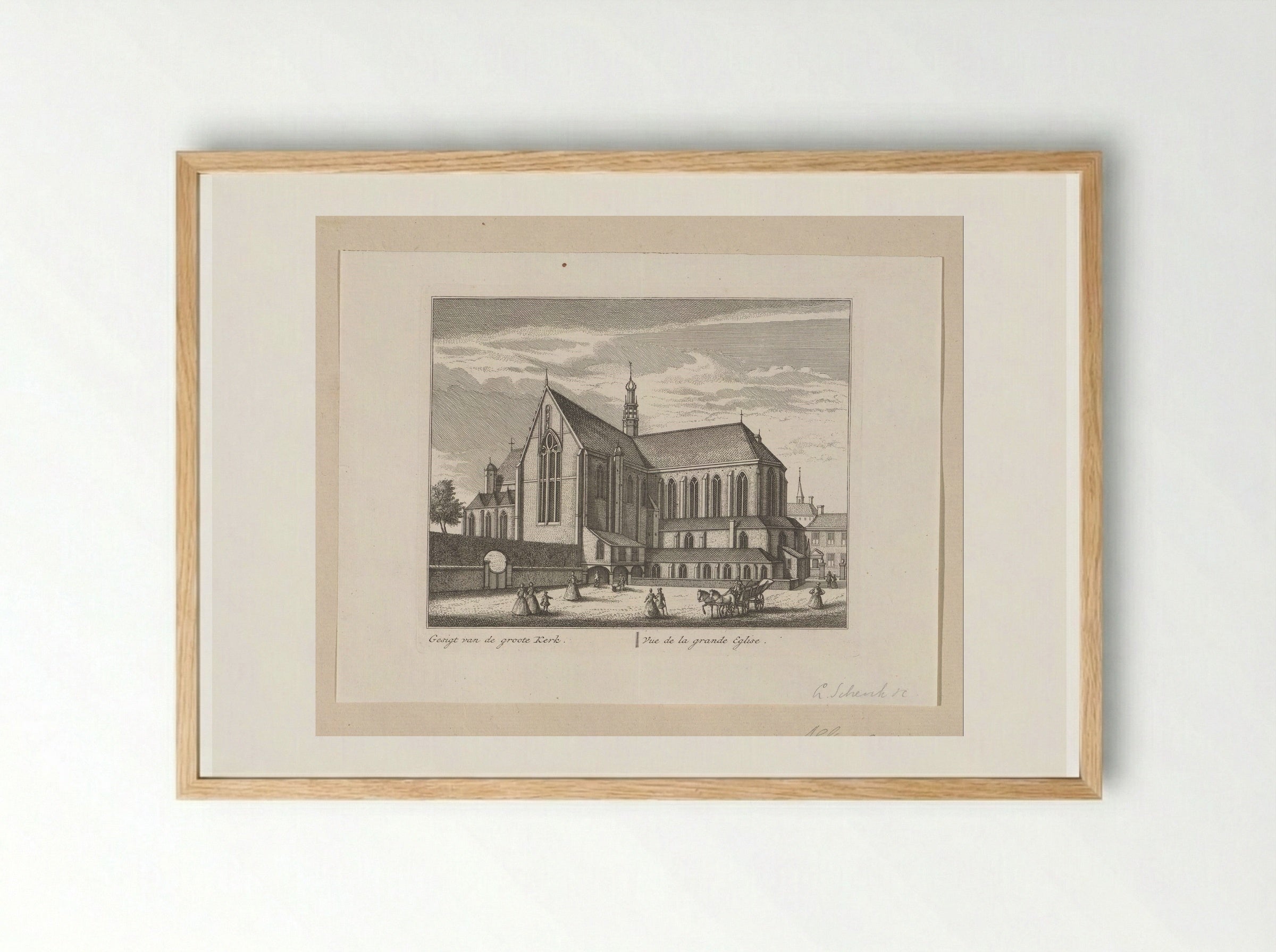 Gezicht op de Grote Kerk te Alkmaar - Leonard Schenk - Framed Print Wood