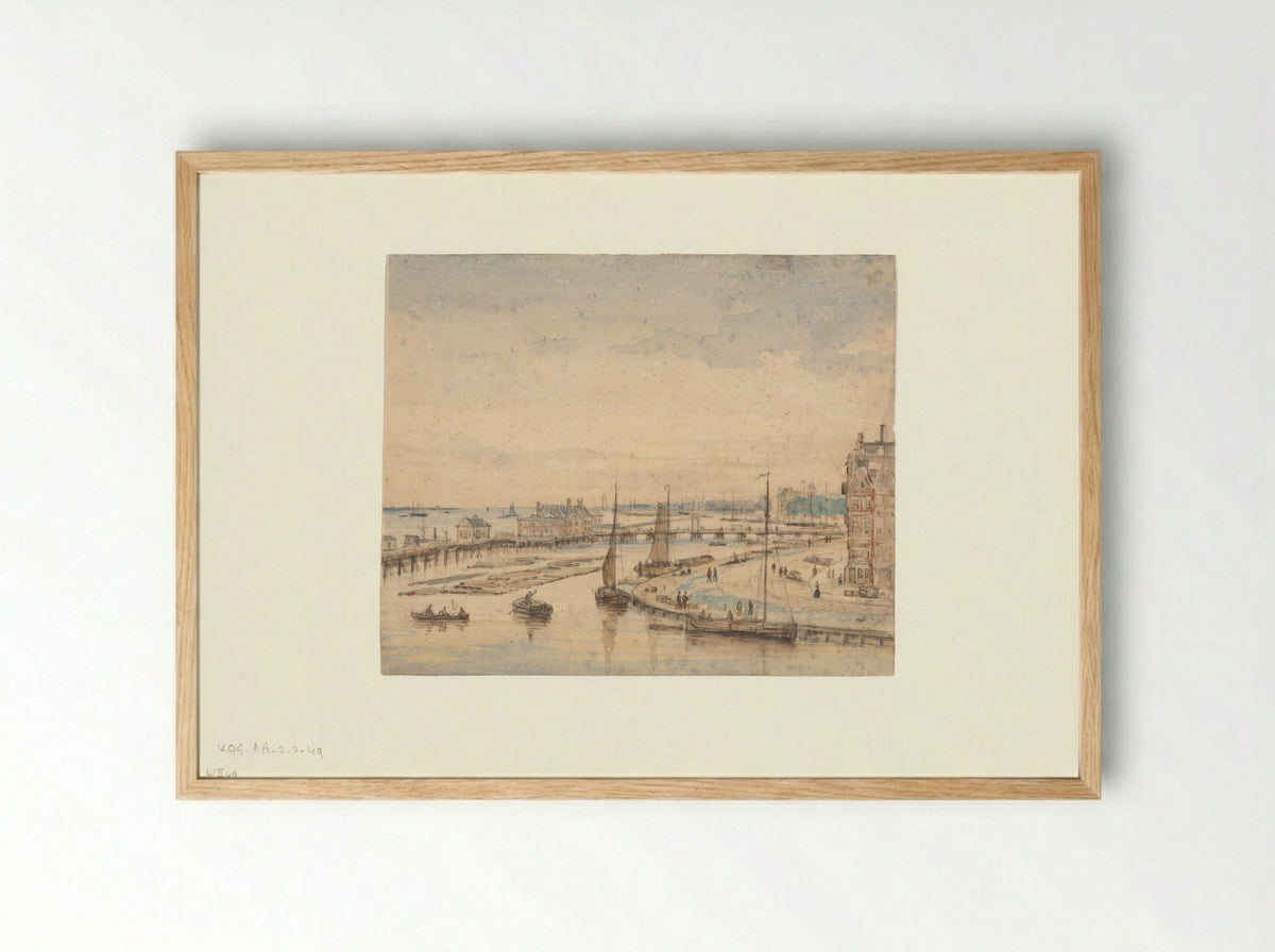 Gezicht op de Haringpakkerij en de Nieuwe Stadsherberg - Nicolaas Johannes Roosenboom - Framed Print Wood