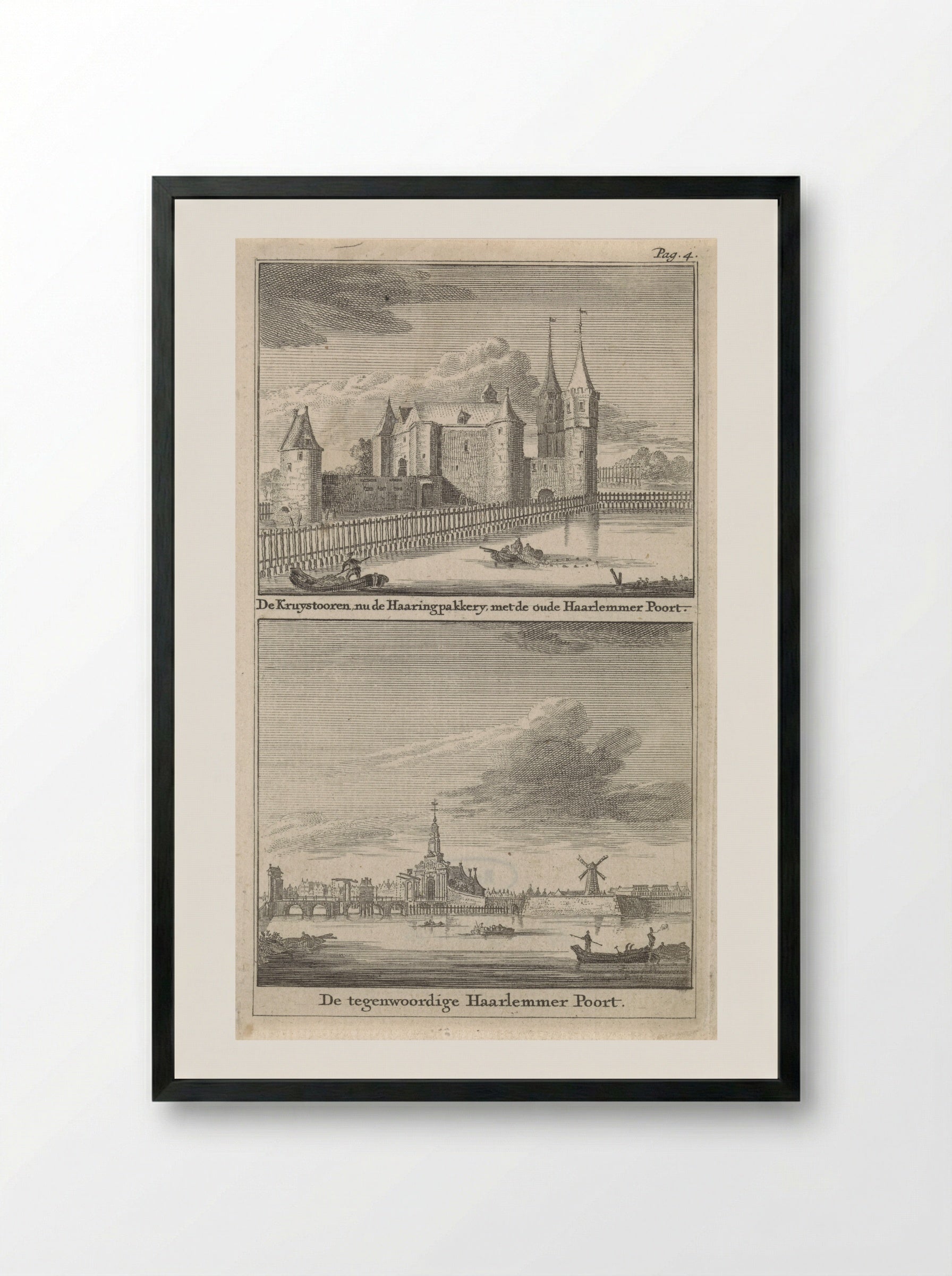 Gezicht op de Haringpakkerstoren en de Haarlemmerpoort - Jan Goeree - Framed Print Black