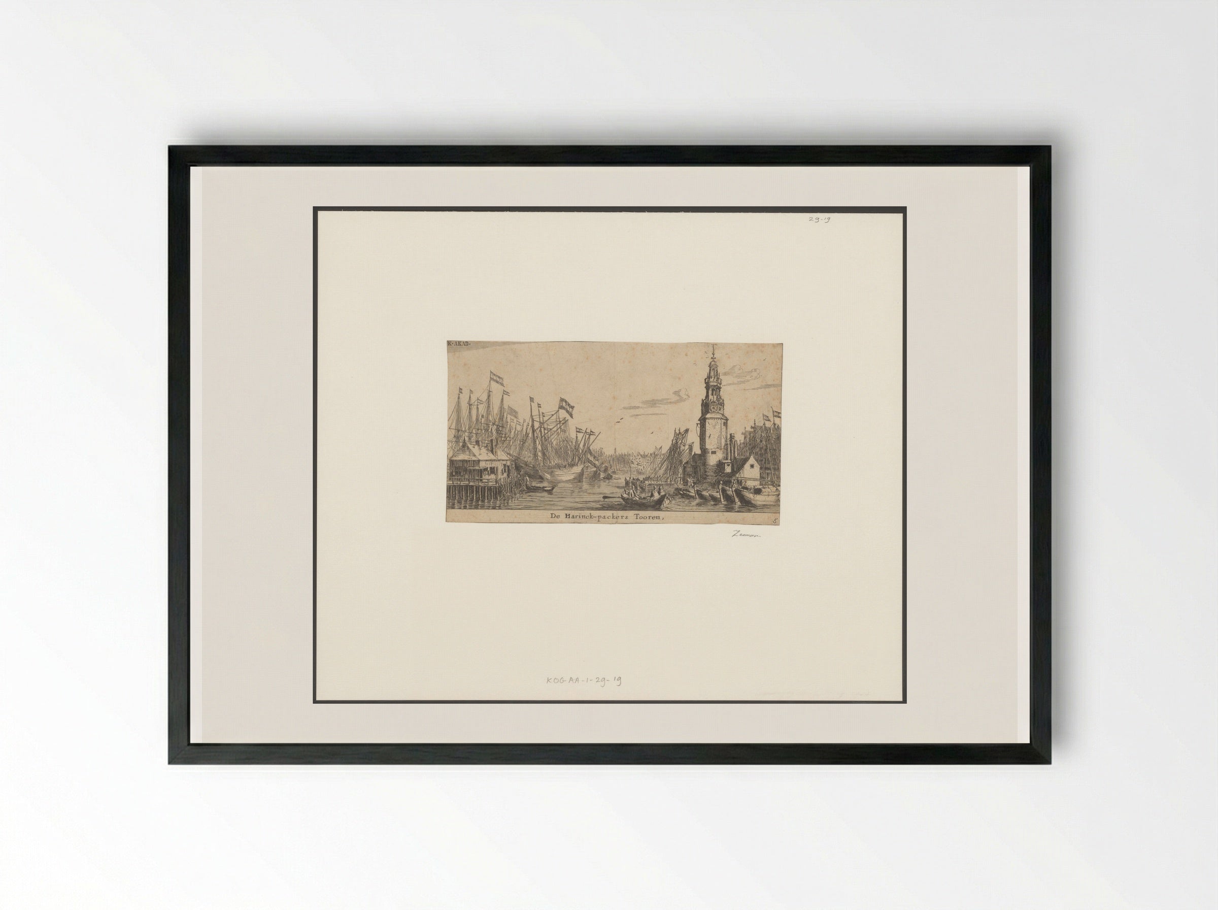 Gezicht op de Haringpakkerstoren te Amsterdam - Reinier Nooms - Framed Print Black