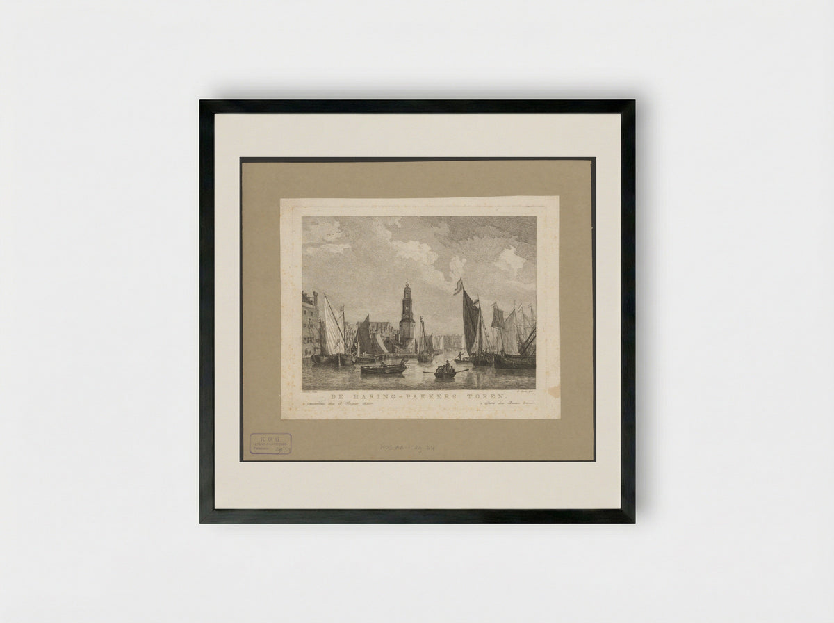 Gezicht op de Haringpakkerstoren te Amsterdam - F.W. Musculus - Framed Print Black