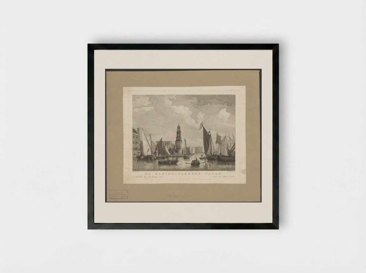 Gezicht op de Haringpakkerstoren te Amsterdam - F.W. Musculus - Framed Print Black