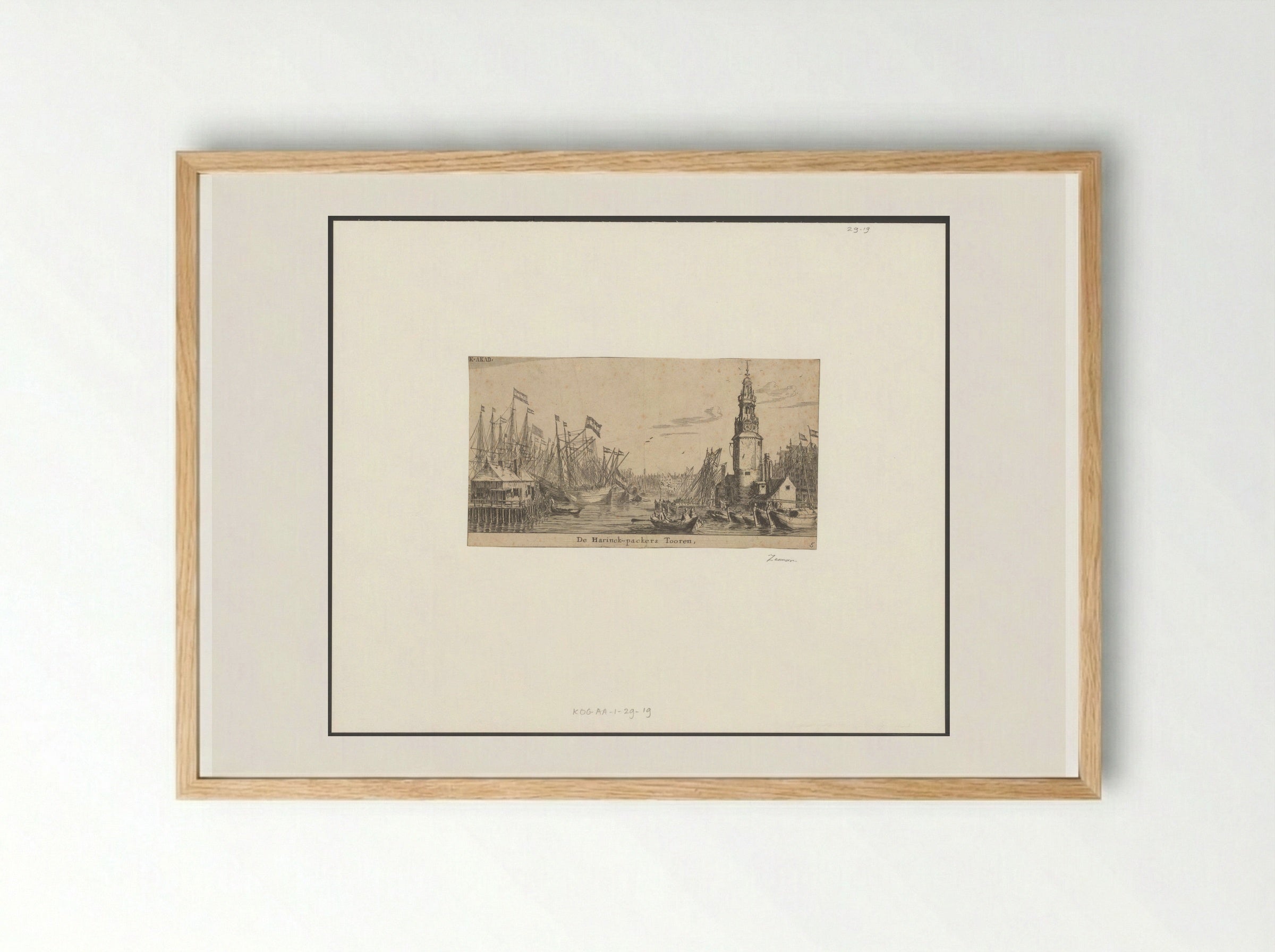 Gezicht op de Haringpakkerstoren te Amsterdam - Reinier Nooms - Framed Print Wood