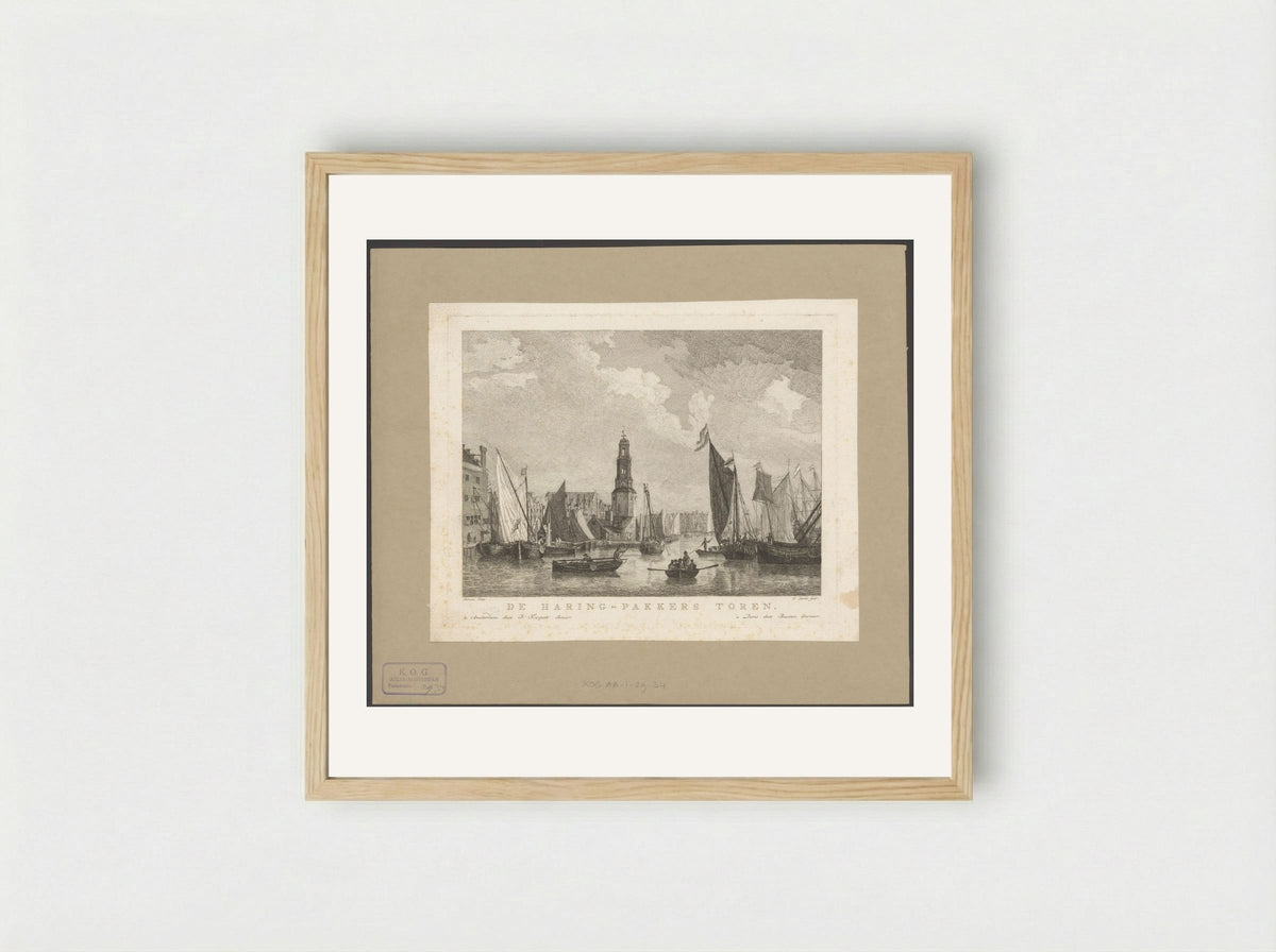 Gezicht op de Haringpakkerstoren te Amsterdam - F.W. Musculus - Framed Print Wood