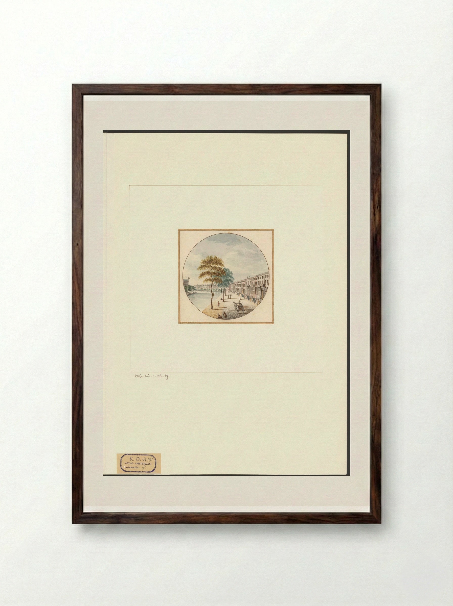 Gezicht op de Herengracht, gezien vanaf het Koningsplein - Jan van Call (I) - Framed Print Dark Wood