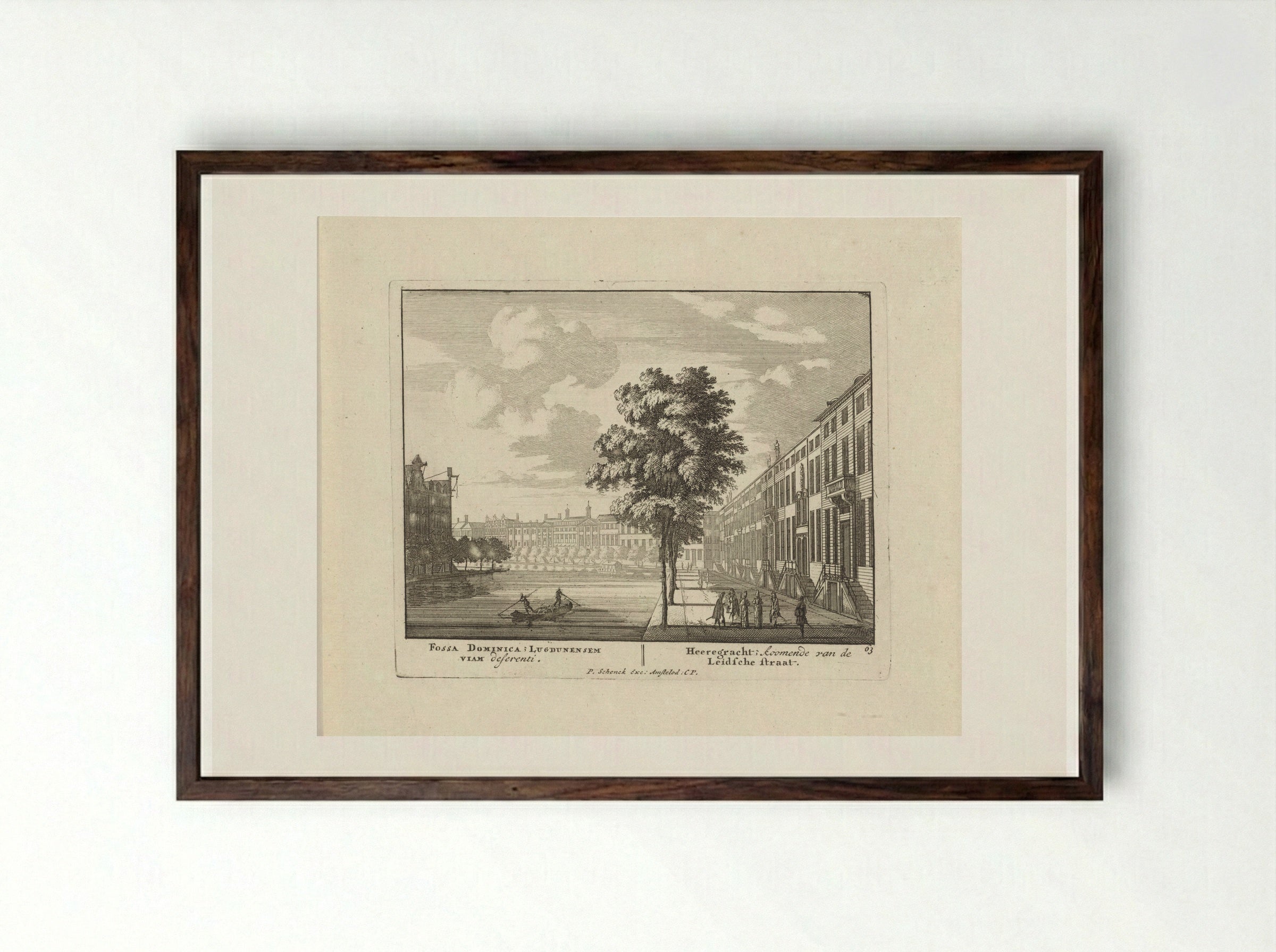 Gezicht op de Herengracht te Amsterdam - Jan van Call (I) - Framed Print Dark Wood