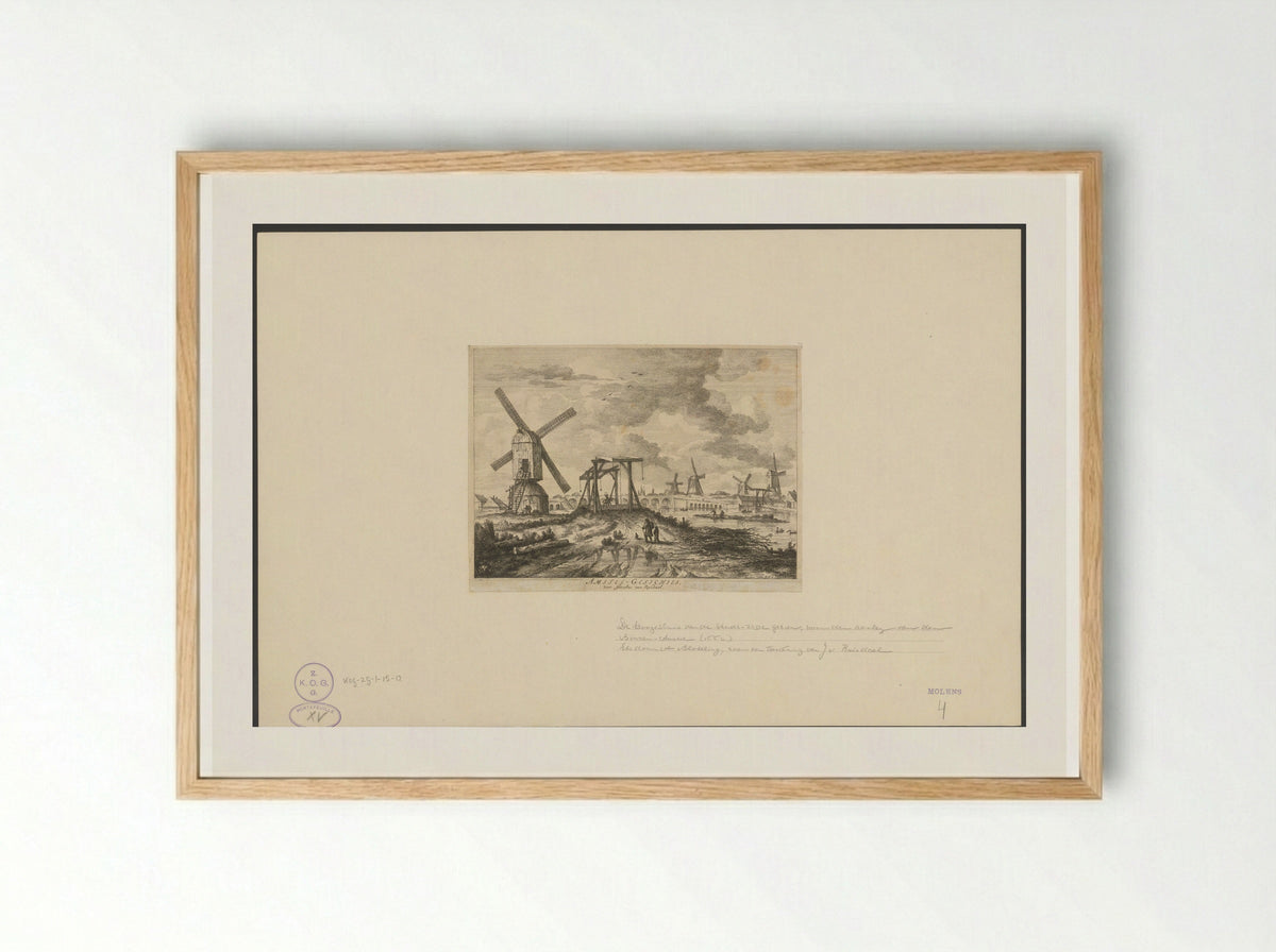 Gezicht op de Hogesluis vanaf de Utrechtse zijde - Abraham Bloteling - Framed Print Wood