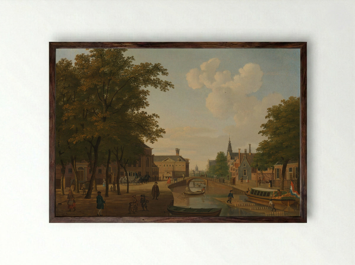 Gezicht op de Houtmarkt te Amsterdam - Hendrik Keun - Framed Print Dark Wood