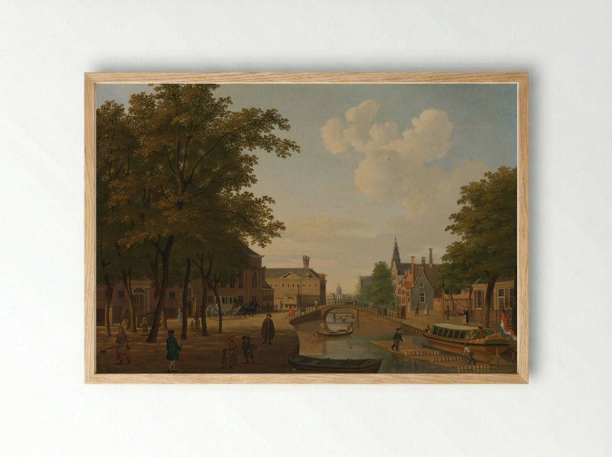 Gezicht op de Houtmarkt te Amsterdam - Hendrik Keun - Framed Print Wood