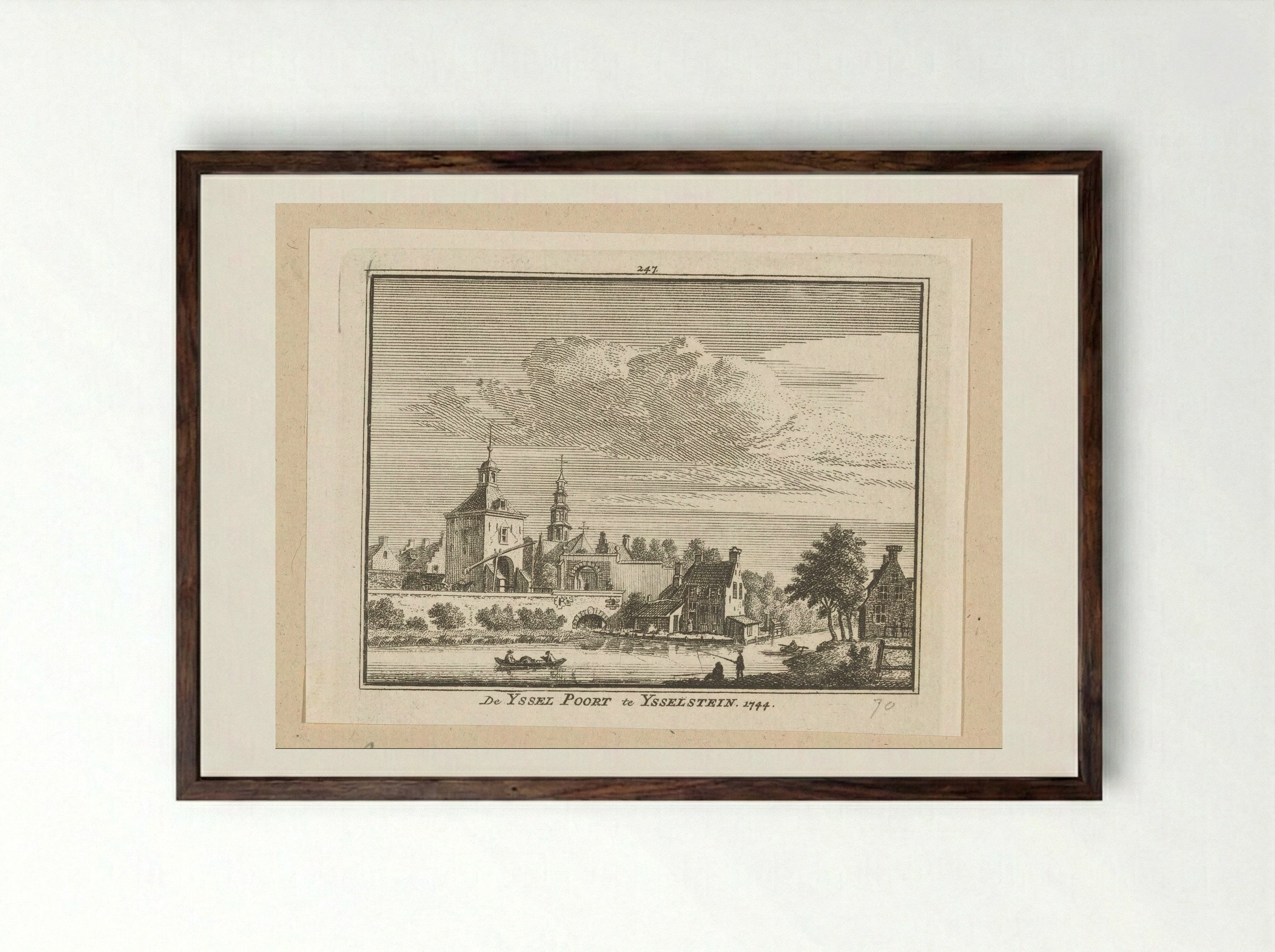 Gezicht op de IJsselpoort te IJsselstein - Hendrik Spilman - Framed Print Dark Wood