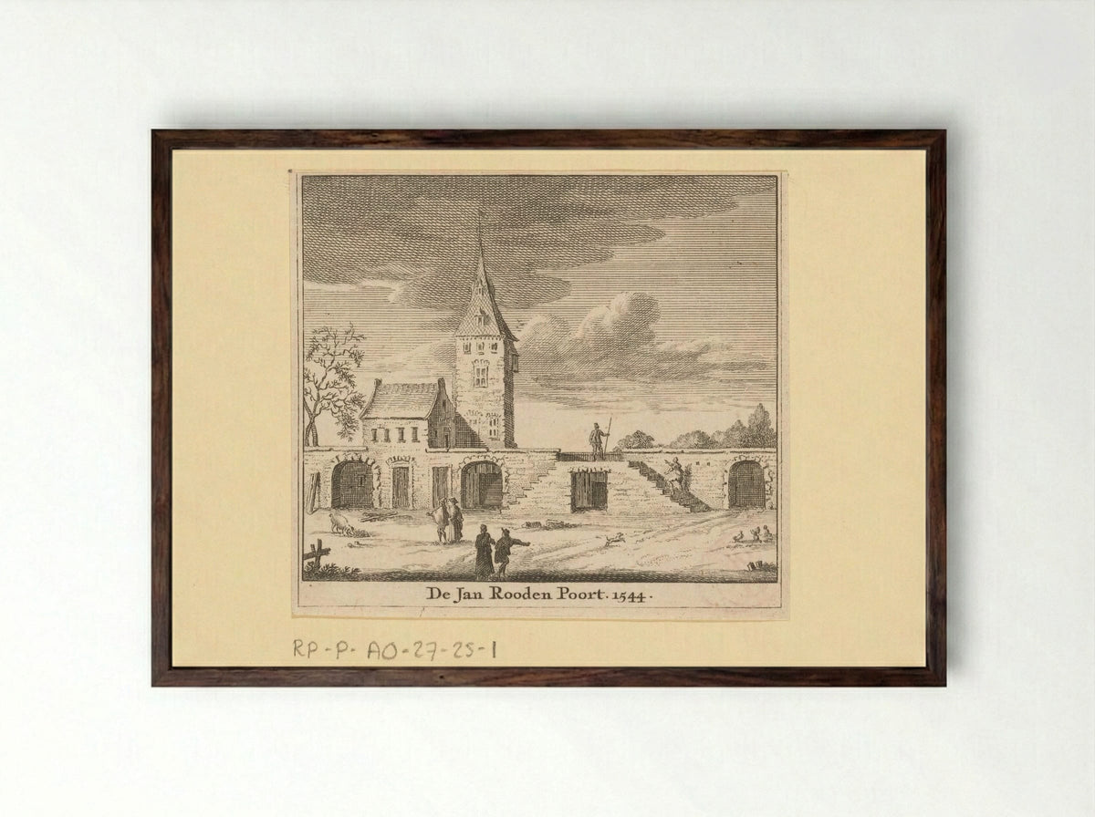 Gezicht op de Jan Roodenpoort te Amsterdam, 1544 - Jan Goeree - Framed Print Dark Wood