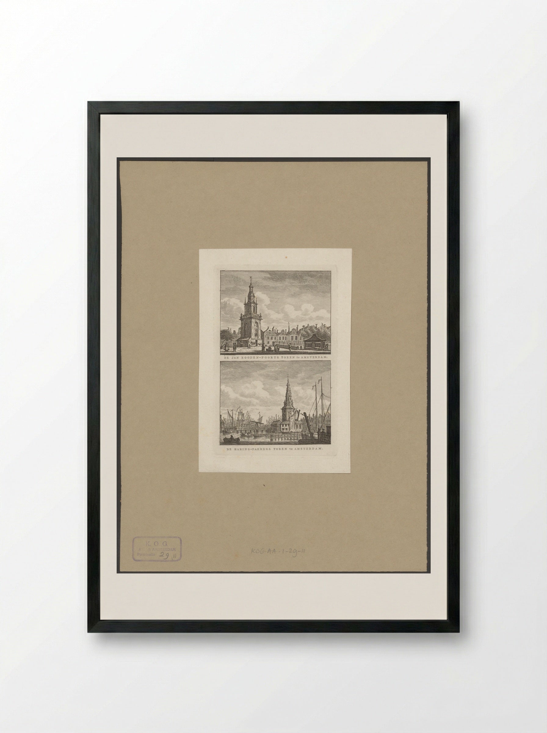Gezicht op de Jan Roodenpoortstoren en Haringpakkerstoren te Amsterdam - Carel Frederik Bendorp (I) - Framed Print Black