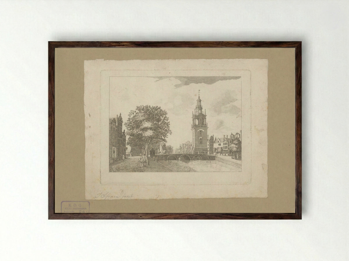 Gezicht op de Jan Roodenpoortstoren te Amsterdam - Jan Spaan - Framed Print Dark Wood