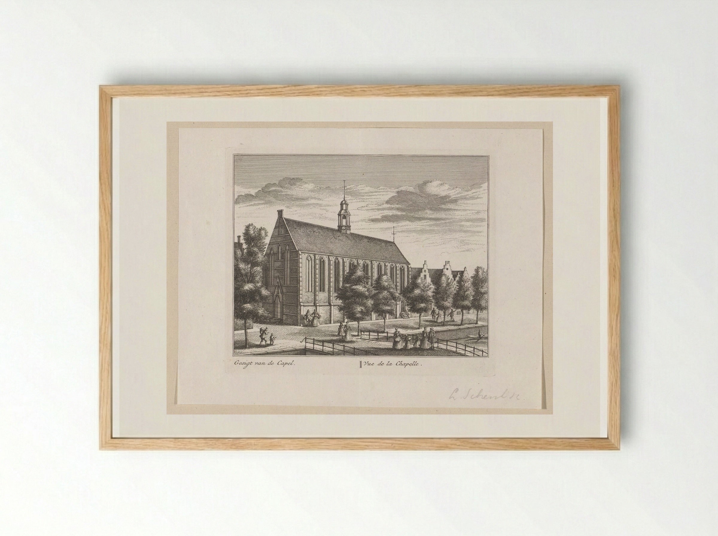 Gezicht op de Kapelkerk te Alkmaar - Leonard Schenk - Framed Print Wood