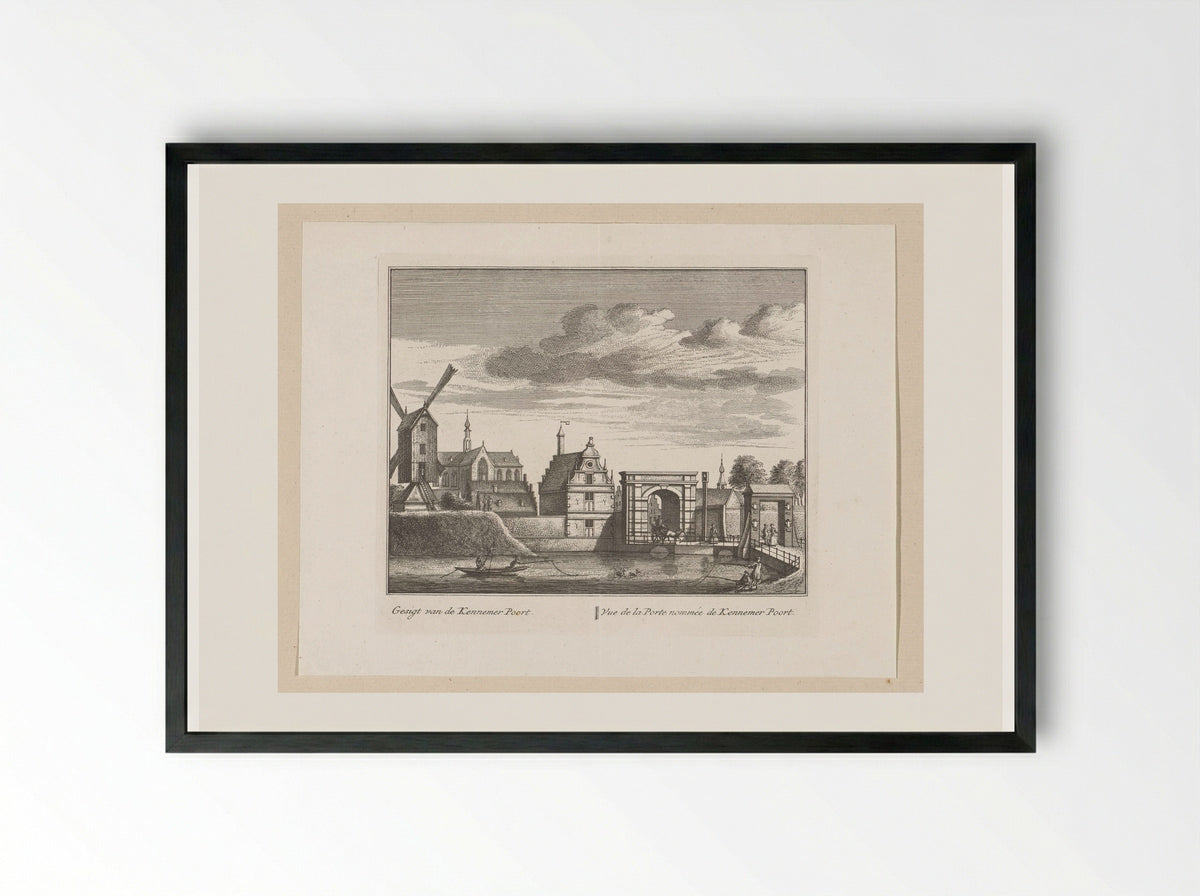 Gezicht op de Kennemerpoort te Alkmaar - Leonard Schenk - Framed Print Black