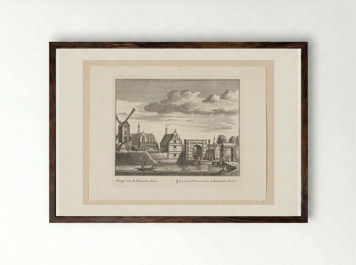 Gezicht op de Kennemerpoort te Alkmaar - Leonard Schenk - Framed Print Dark Wood