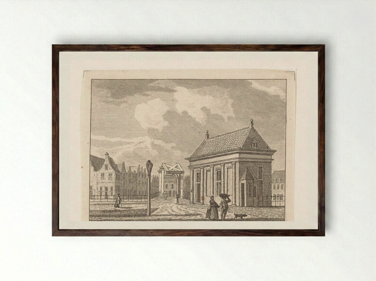 Gezicht op de Kleine Vleeshal te Leiden - Carel Frederik Bendorp (I) - Framed Print Dark Wood