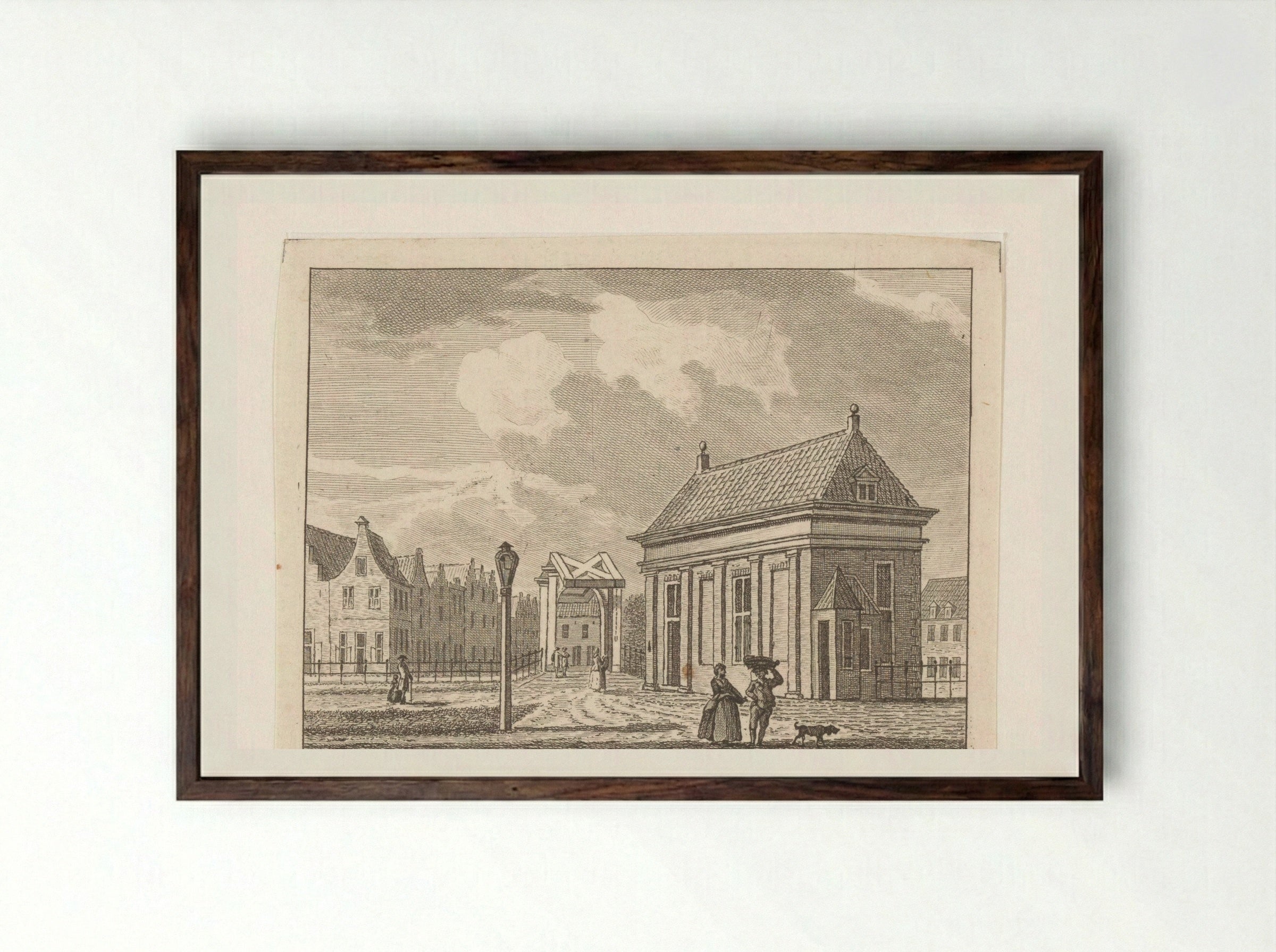 Gezicht op de Kleine Vleeshal te Leiden - Carel Frederik Bendorp (I) - Framed Print Dark Wood