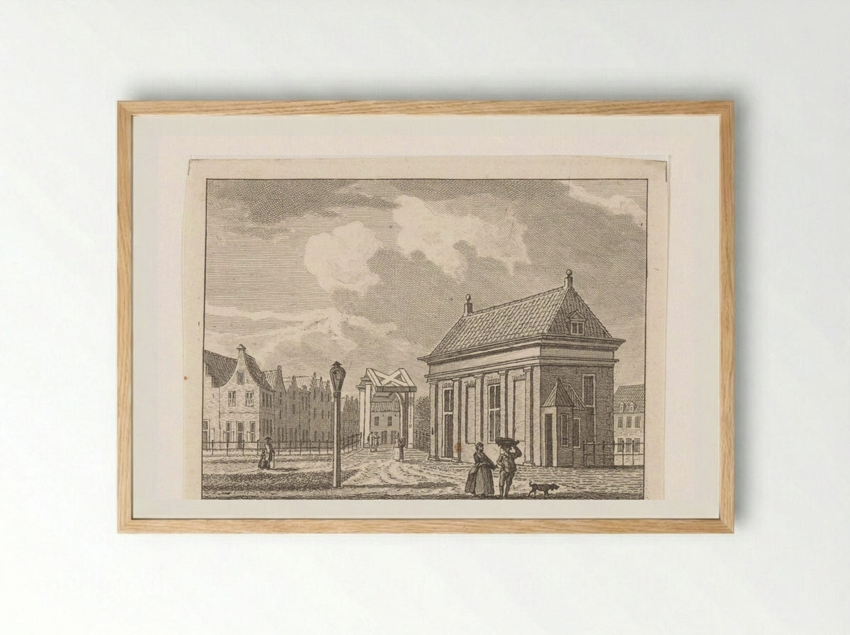 Gezicht op de Kleine Vleeshal te Leiden - Carel Frederik Bendorp (I) - Framed Print Wood