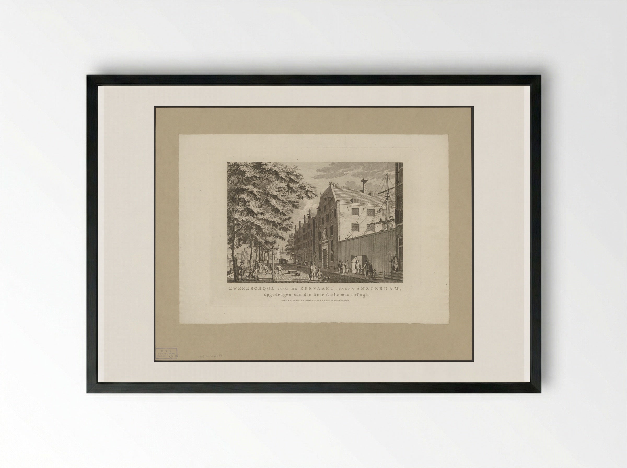 Gezicht op de Kweekschool voor de Zeevaart te Amsterdam - Cornelis Brouwer - Framed Print Black