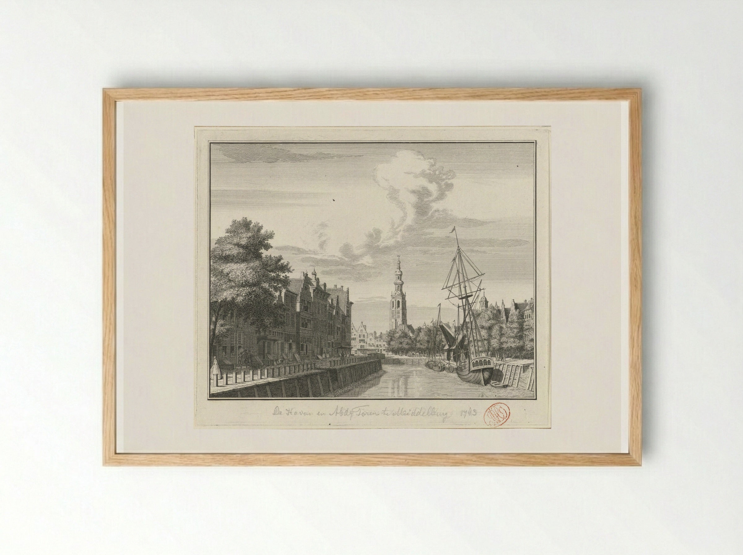 Gezicht op de Lange Jan (Abdijtoren) te Middelburg - Jan Caspar Philips - Framed Print Wood