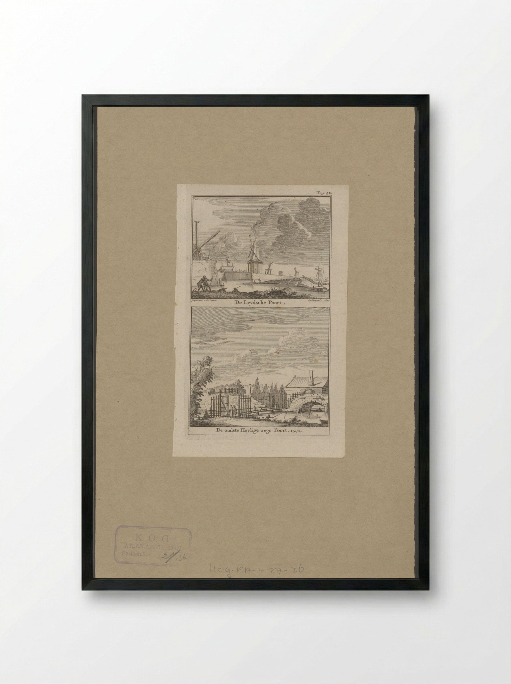 Gezicht op de Leidsepoort en Heiligewegspoort te Amsterdam - Jan Goeree - Framed Print Black
