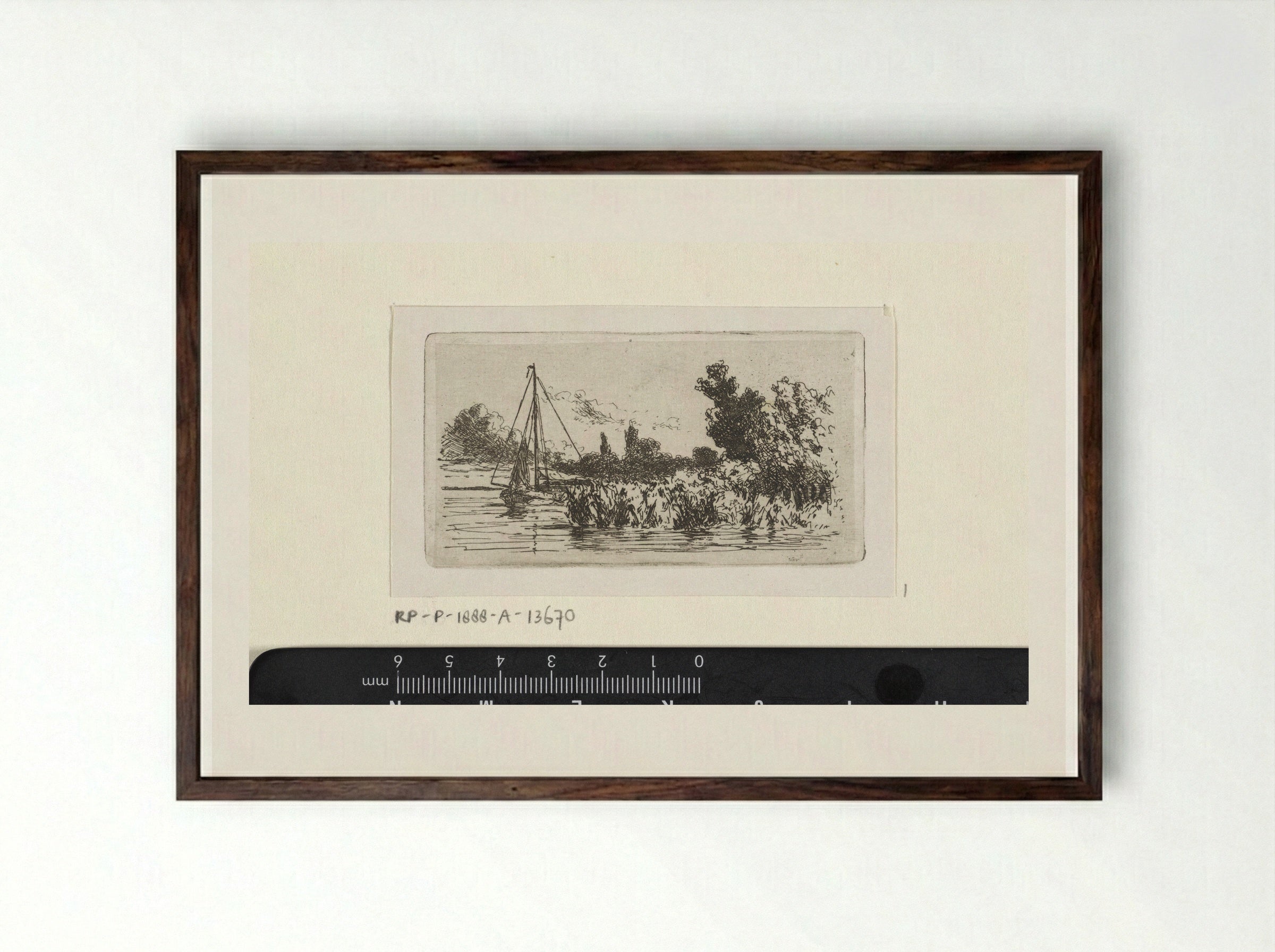 Gezicht op de Lek - Jan Weissenbruch - Framed Print Dark Wood