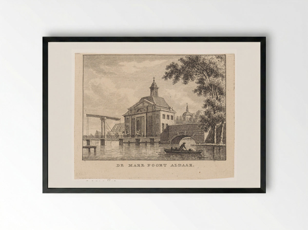 Gezicht op de Marepoort te Leiden - Carel Frederik Bendorp (I) - Framed Print Black