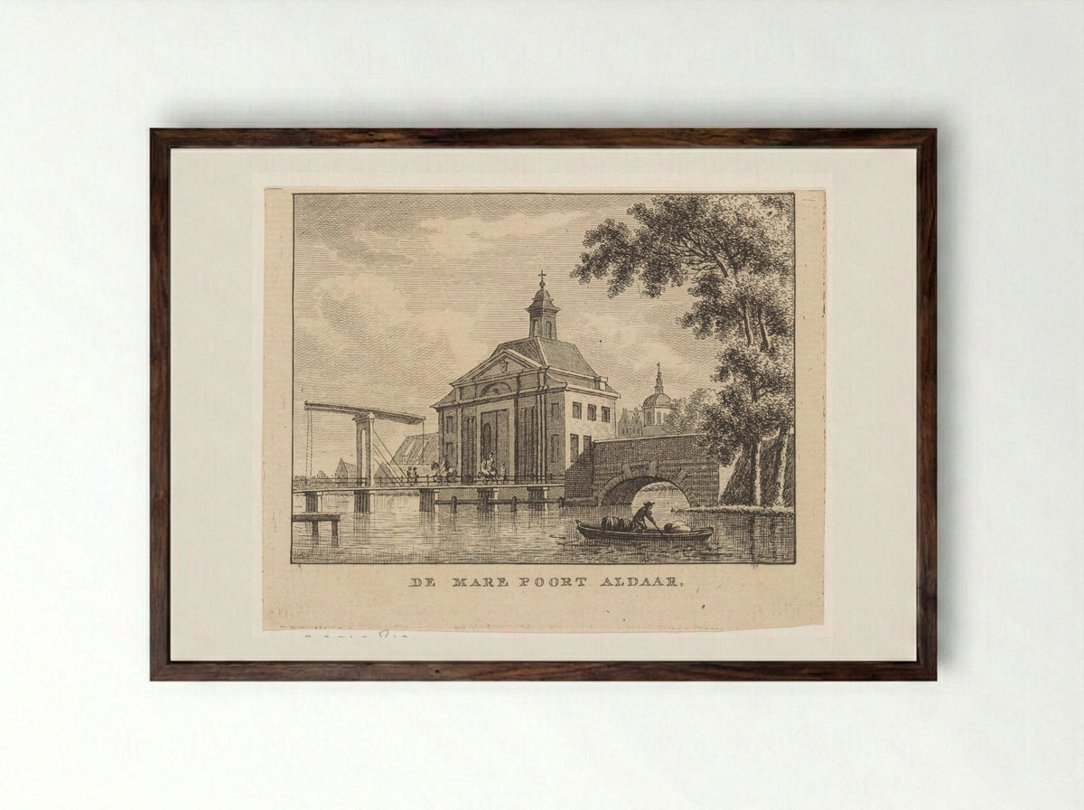 Gezicht op de Marepoort te Leiden - Carel Frederik Bendorp (I) - Framed Print Dark Wood