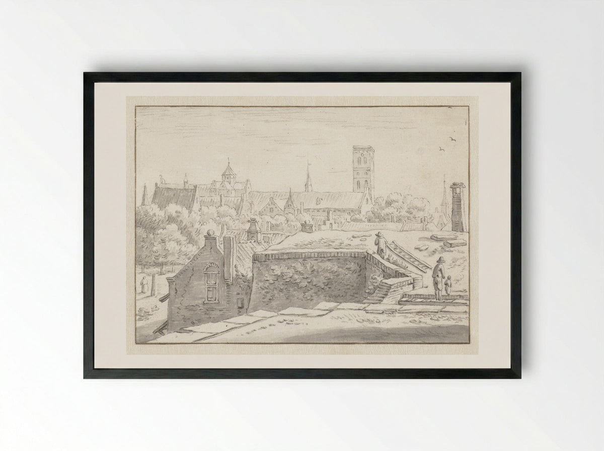 Gezicht op de Mariakerk - Herman Saftleven - Framed Print Black