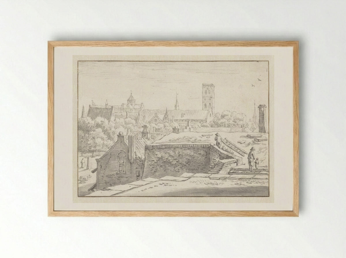 Gezicht op de Mariakerk - Herman Saftleven - Framed Print Wood