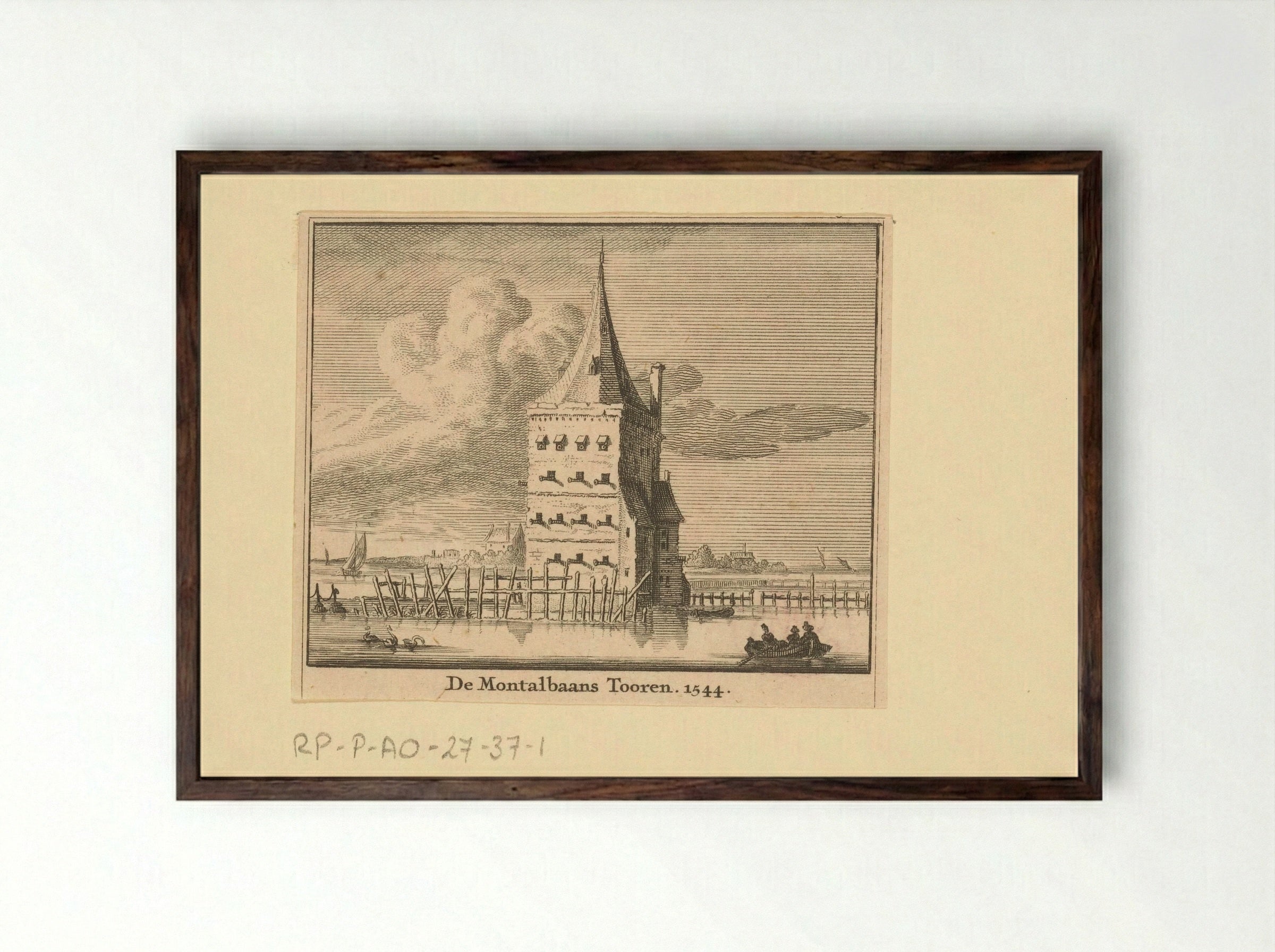 Gezicht op de Montelbaanstoren te Amsterdam, 1544 - Jan Goeree - Framed Print Dark Wood